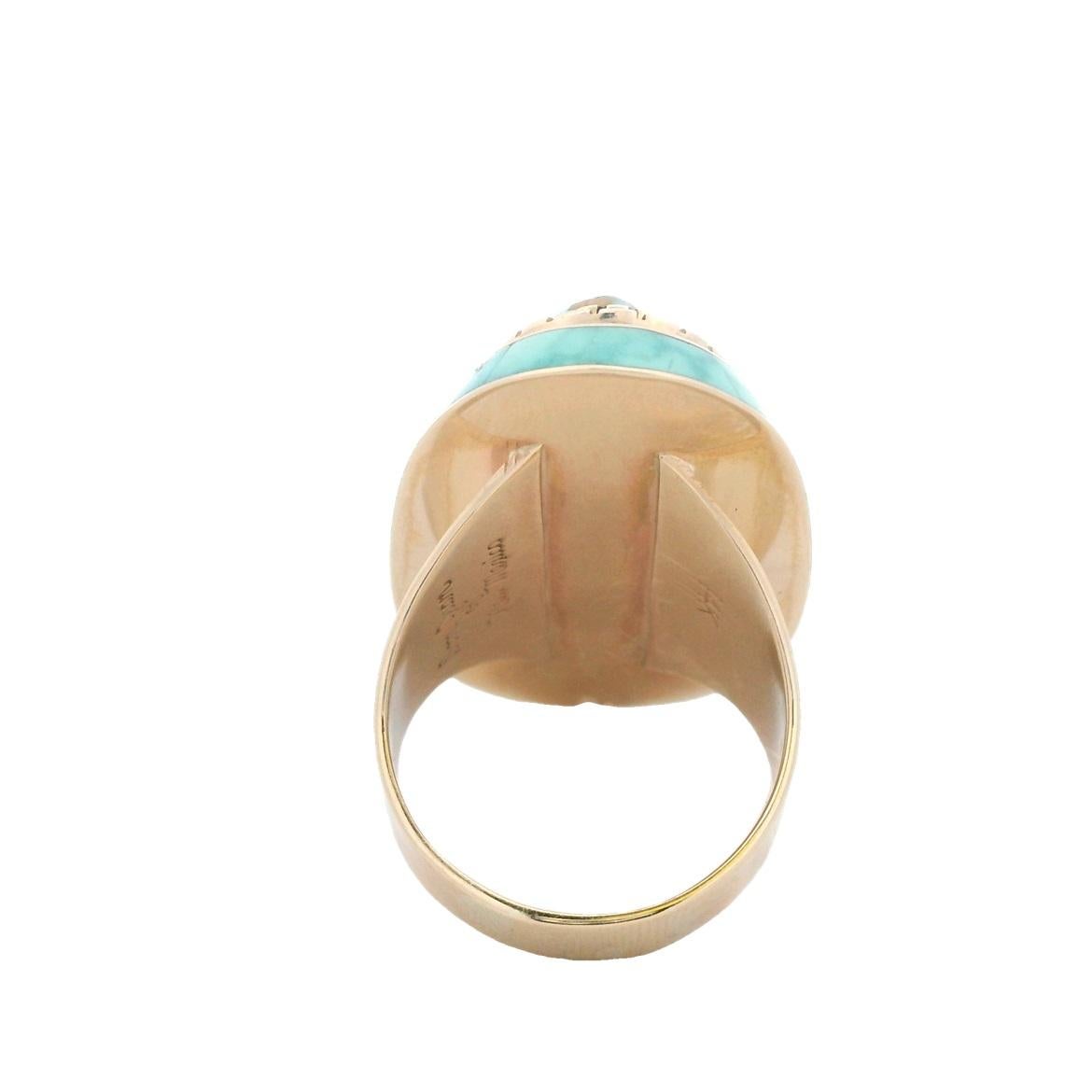Bague Don Juan du Nouveau Mexique en turquoise et or jaune 14k en vente 5