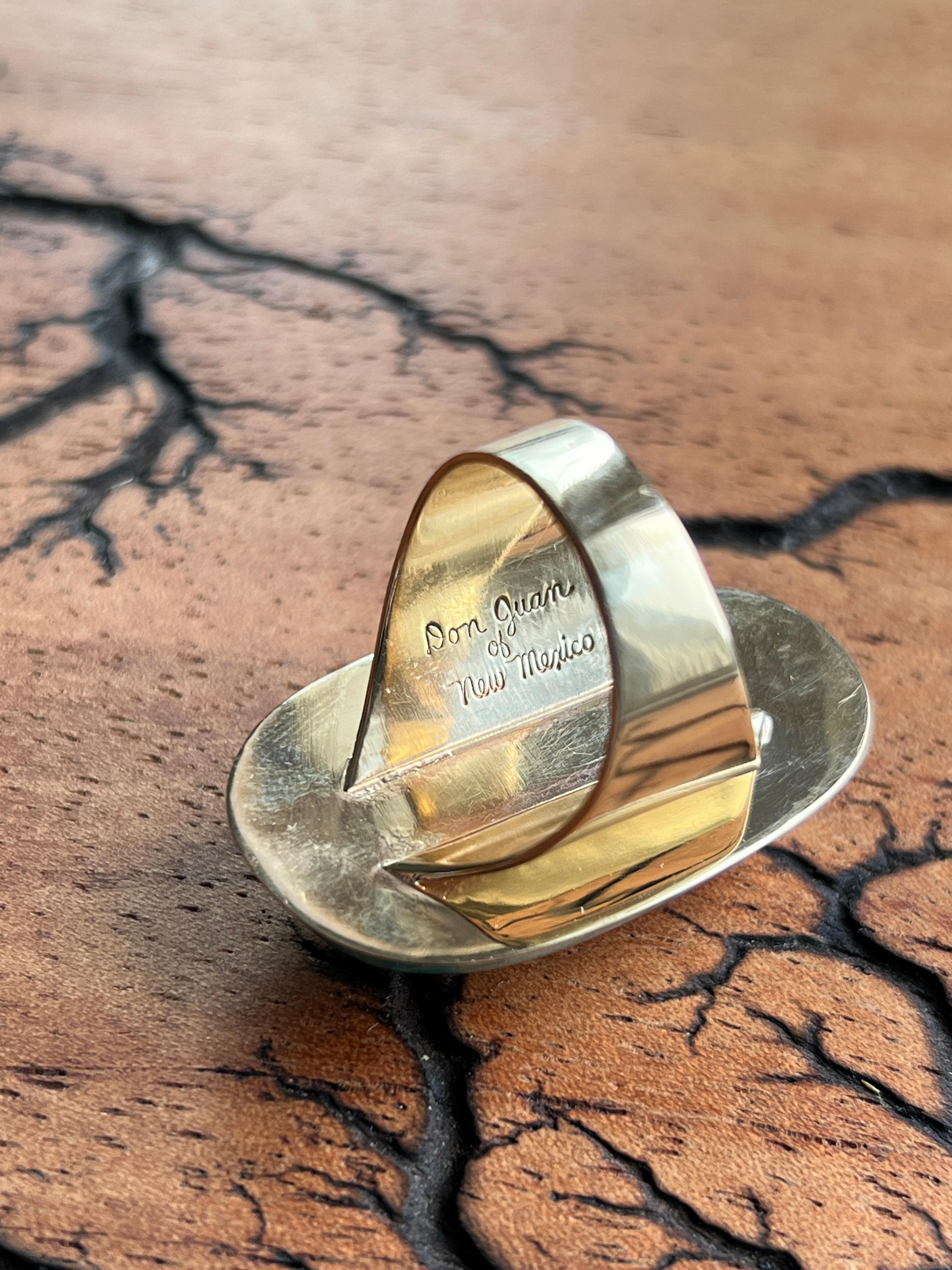 Bague Don Juan du Nouveau Mexique en turquoise et or jaune 14k Bon état - En vente à Towson, MD