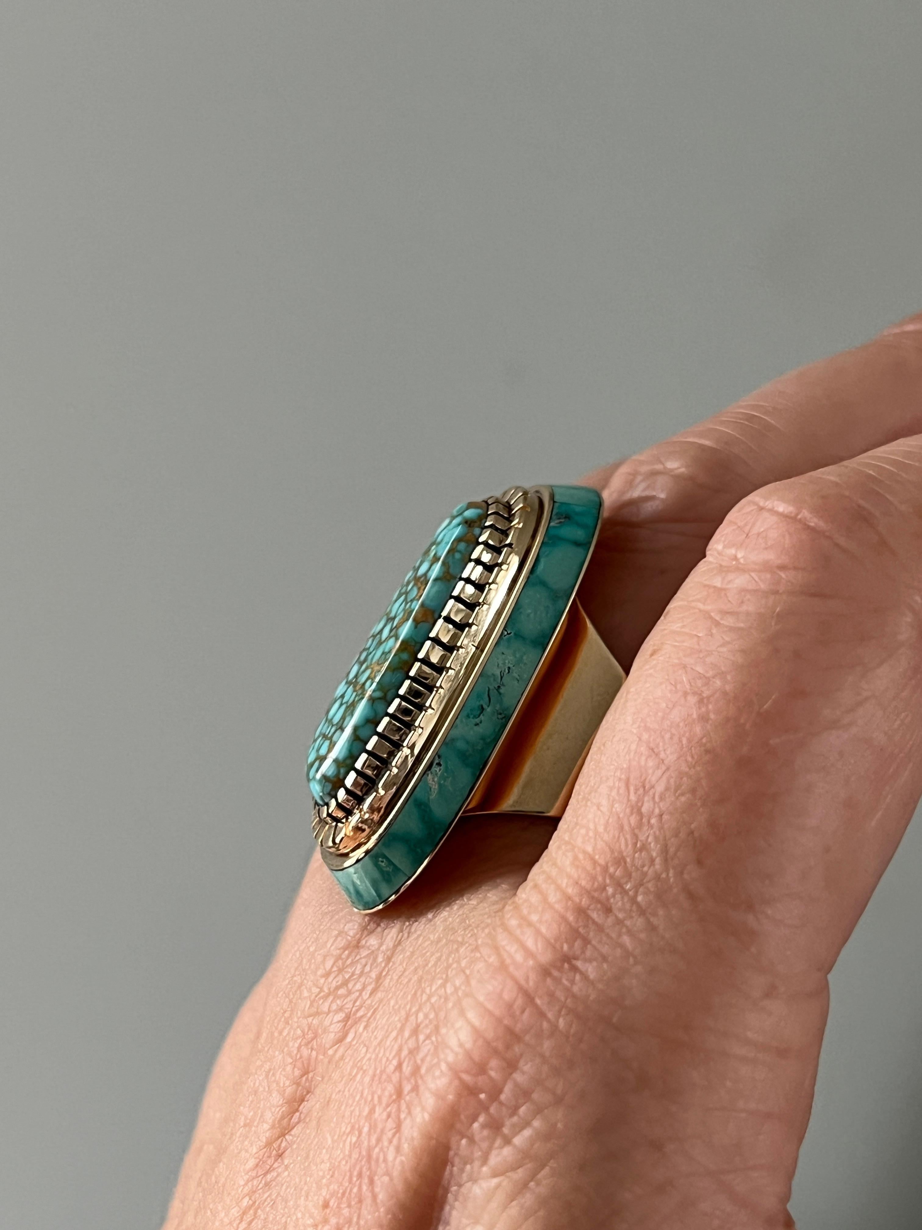 Bague Don Juan du Nouveau Mexique en turquoise et or jaune 14k en vente 1