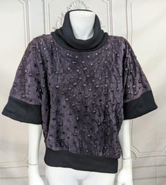 Don Kline Studded Eggplant Suede Top