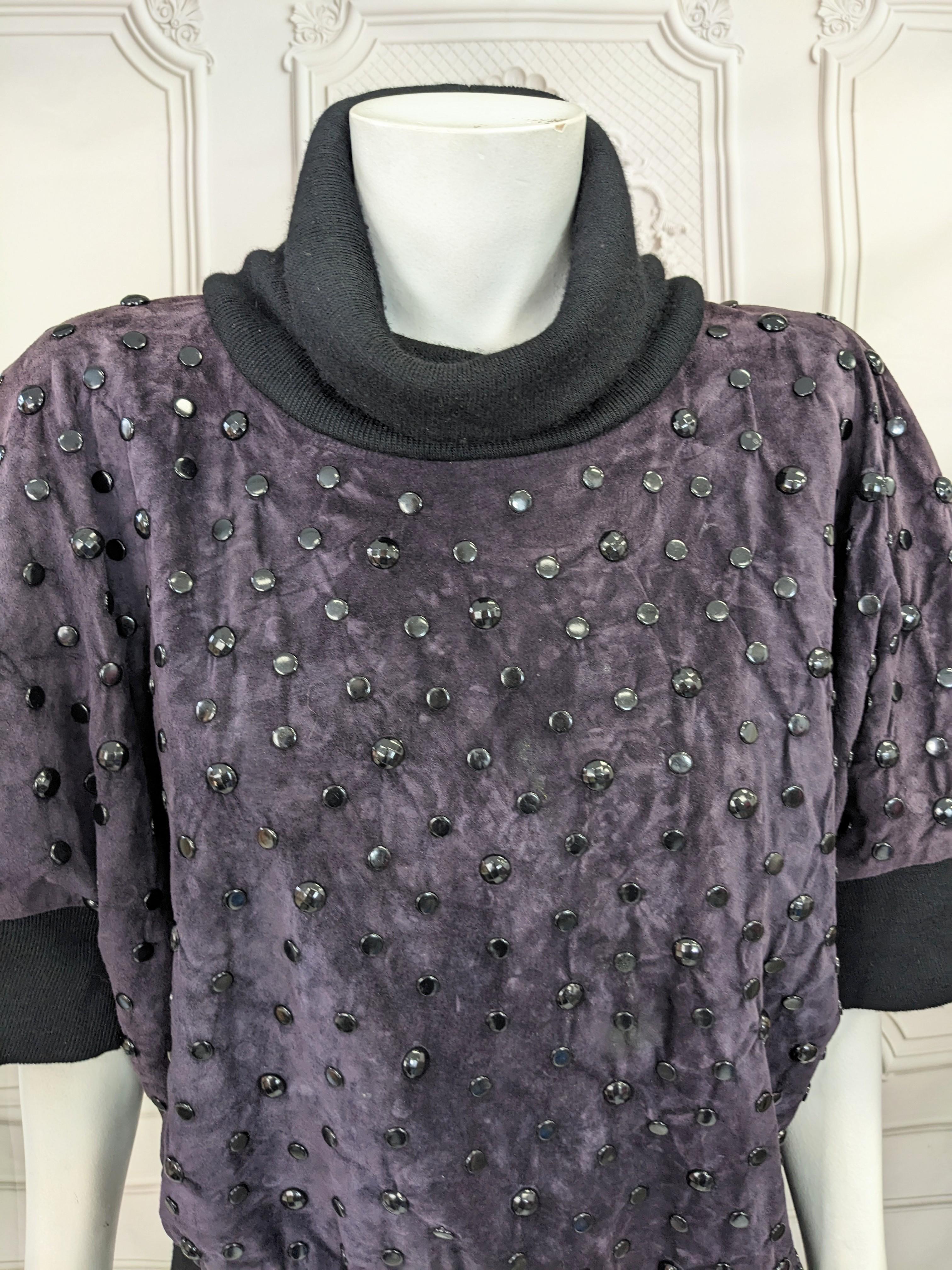 Black Don Kline Studded Eggplant Suede Top For Sale