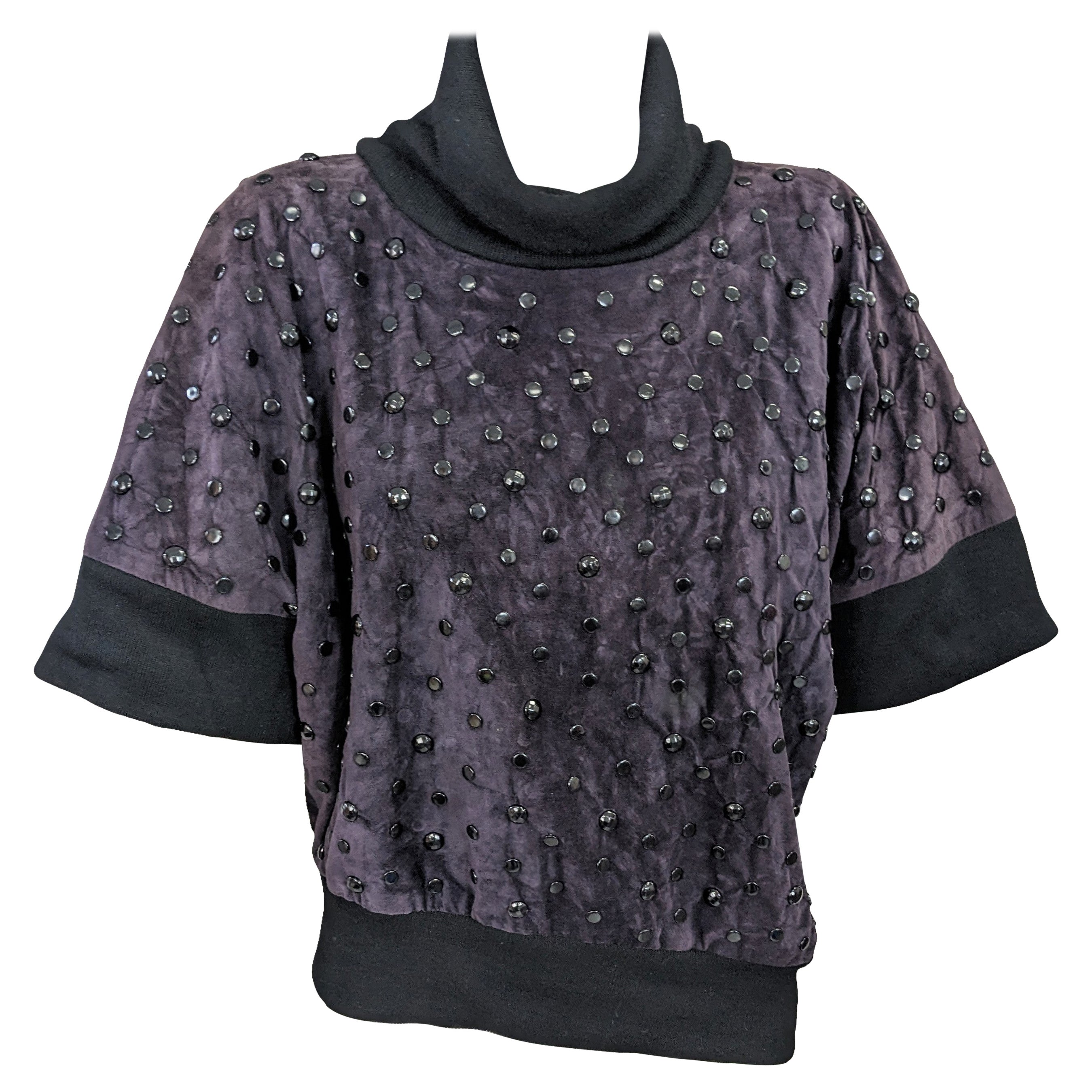 Don Kline Studded Eggplant Suede Top For Sale