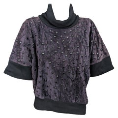 Don Kline Studded Eggplant Suede Top