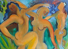 Dancing Bathers - Fauvist Nude Figurative Abstract