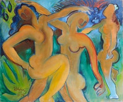 Dancing Bathers - Fauvist Nude Figurative Abstract