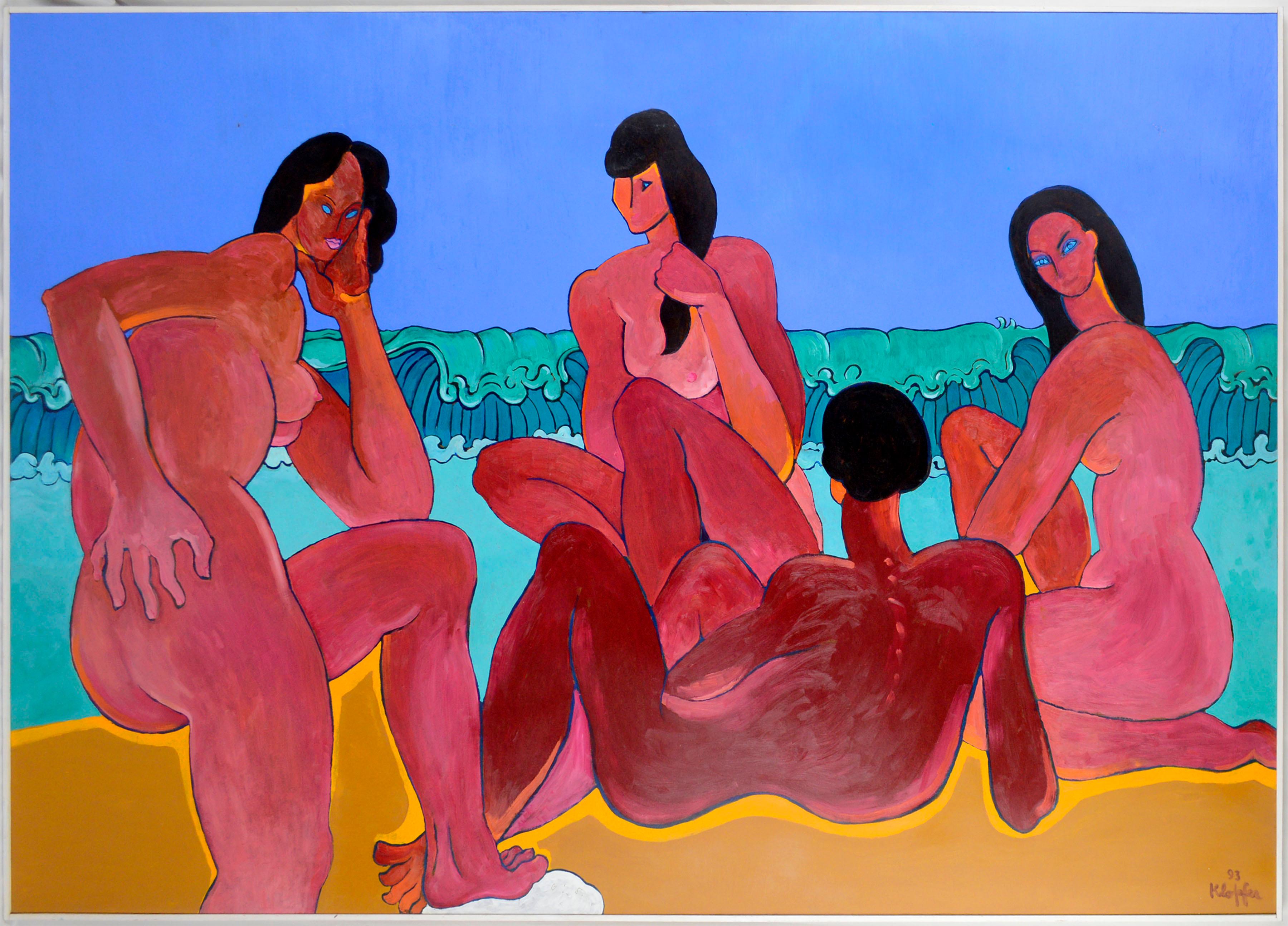 Group of Reclining Bathers - Modernist Nude Figurative Landscape 