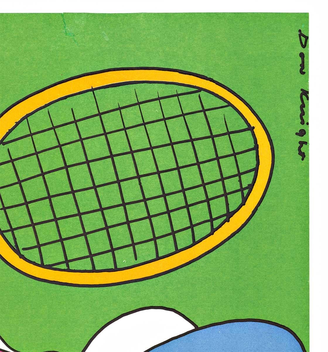 Póster de tenis vintage original del Daily Express de Wimbledon - Figurative Print Verde de Don Knight