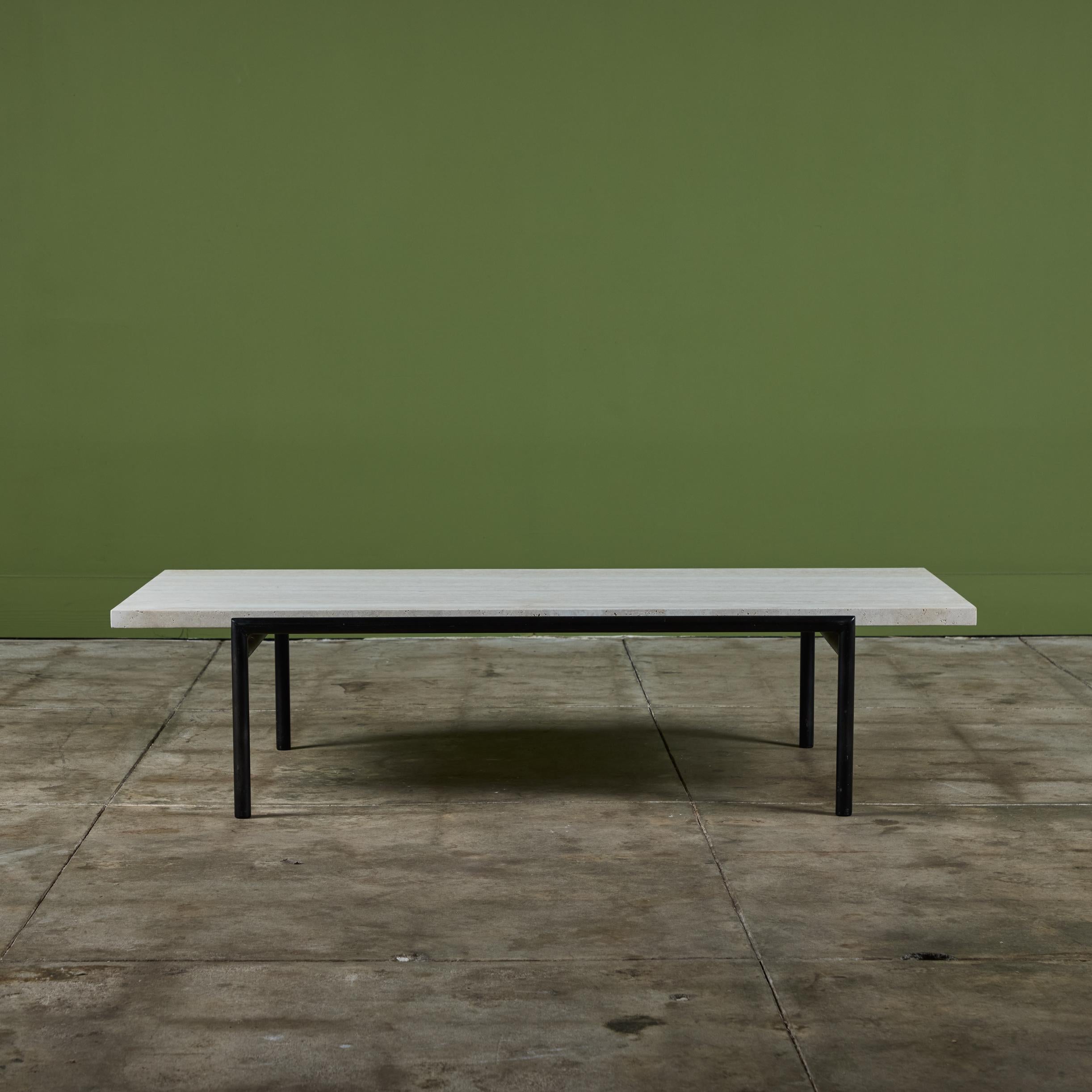 Mid-Century Modern Don Knorr Travertine Top Coffee Table for Vista of California For Sale