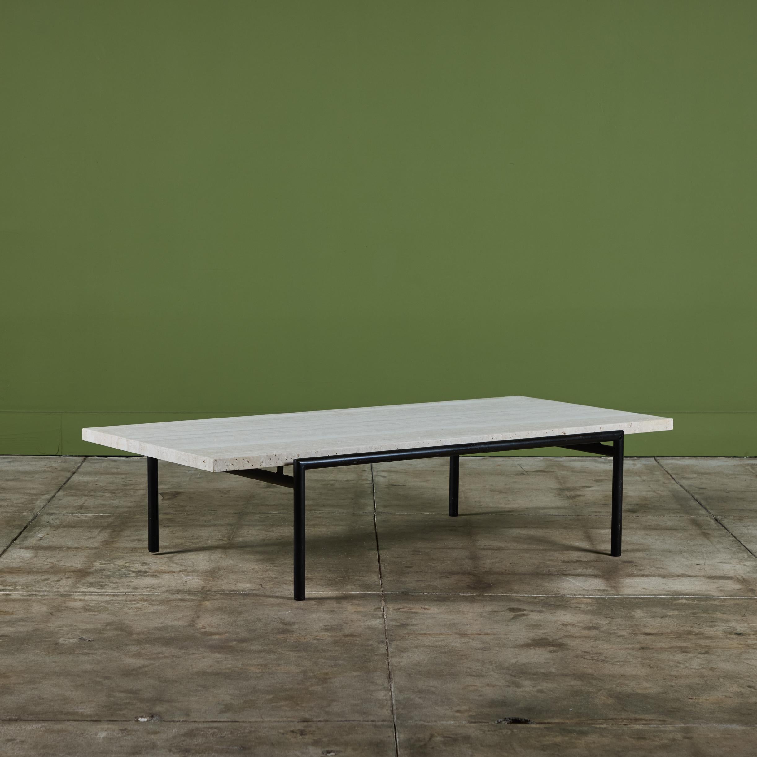 American Don Knorr Travertine Top Coffee Table for Vista of California For Sale