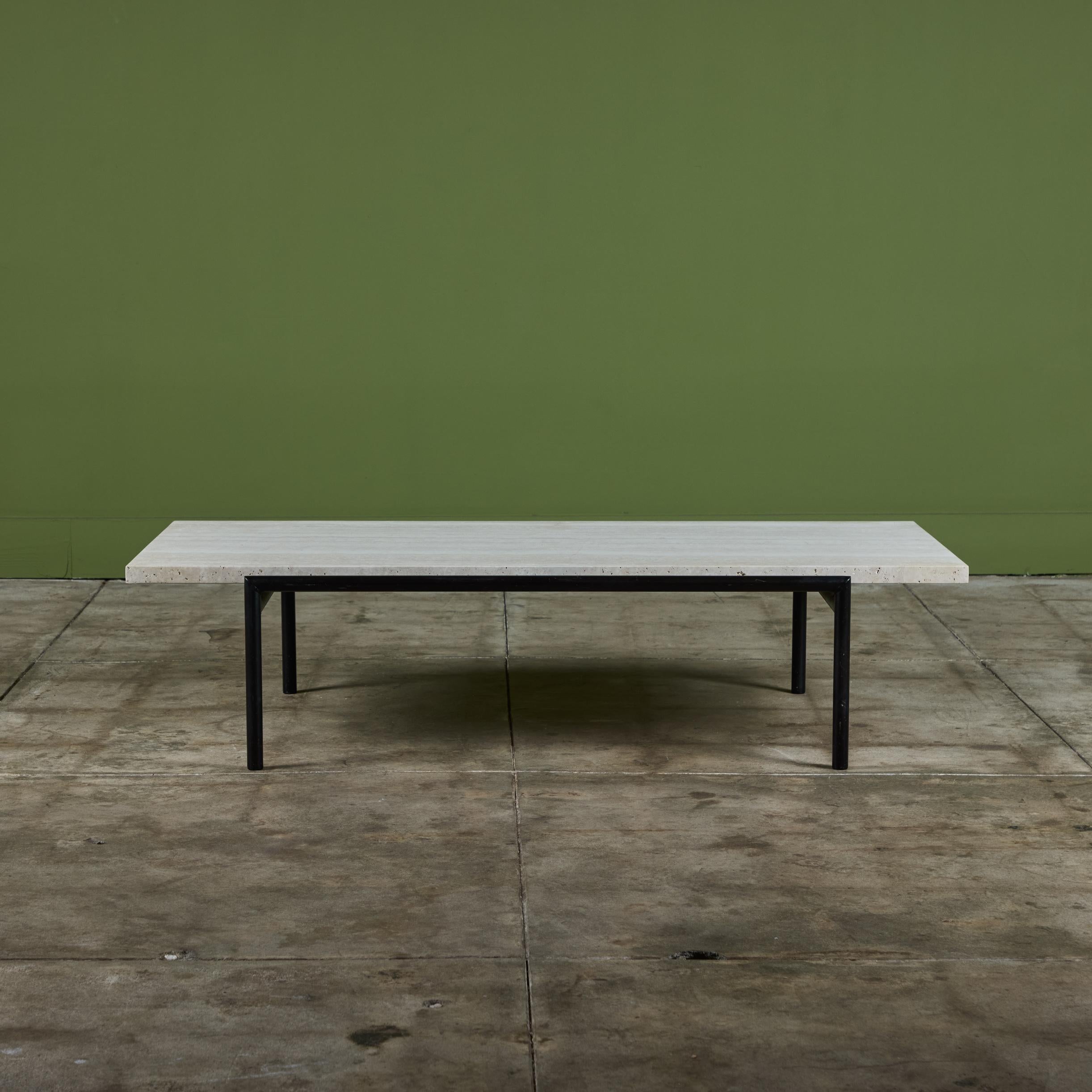 Don Knorr Travertine Top Coffee Table for Vista of California In Good Condition For Sale In Los Angeles, CA