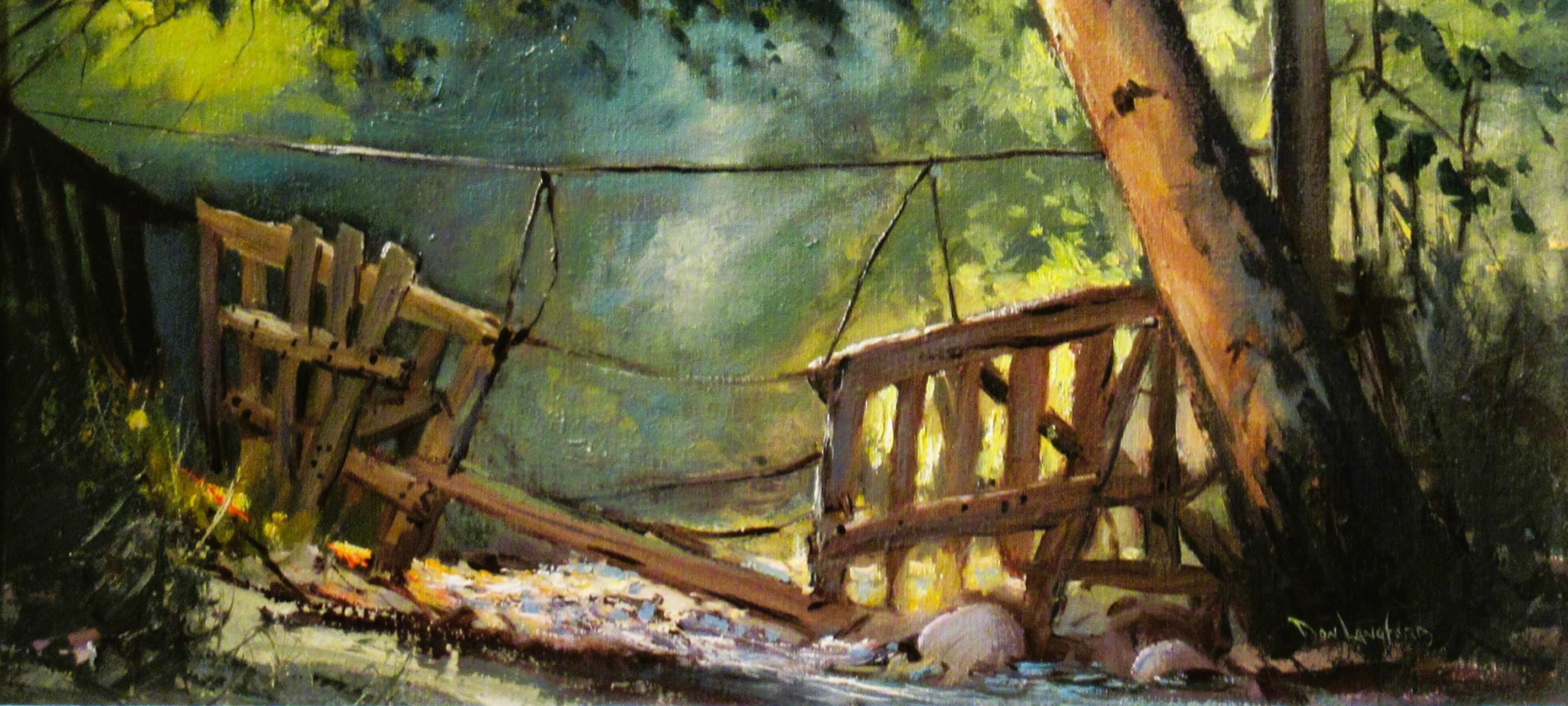 Paysage avec arbres - Impressionnisme américain Painting par Don Langford