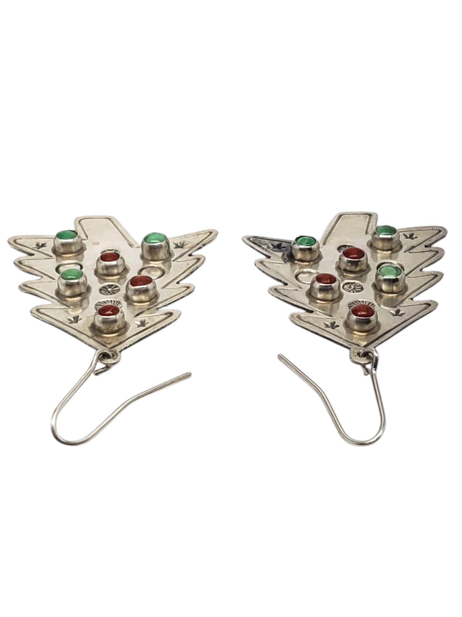 Don Lucas Sterling Silber Weihnachtsbaum baumeln Ohrringe #21531 im Zustand „Gut“ im Angebot in Washington Depot, CT