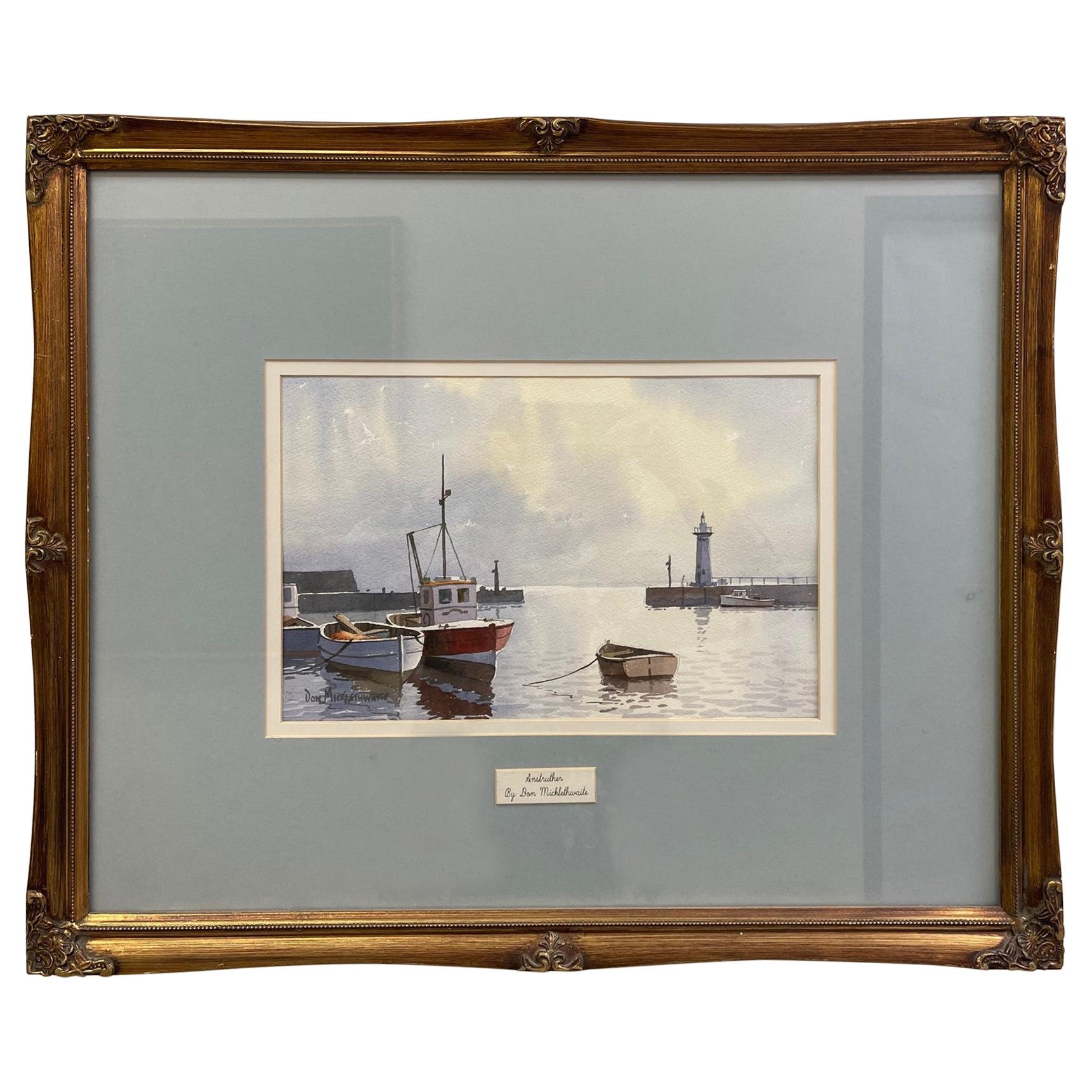 Don Micklethwaite Boats in a Harbour Watercolor on Paper British
