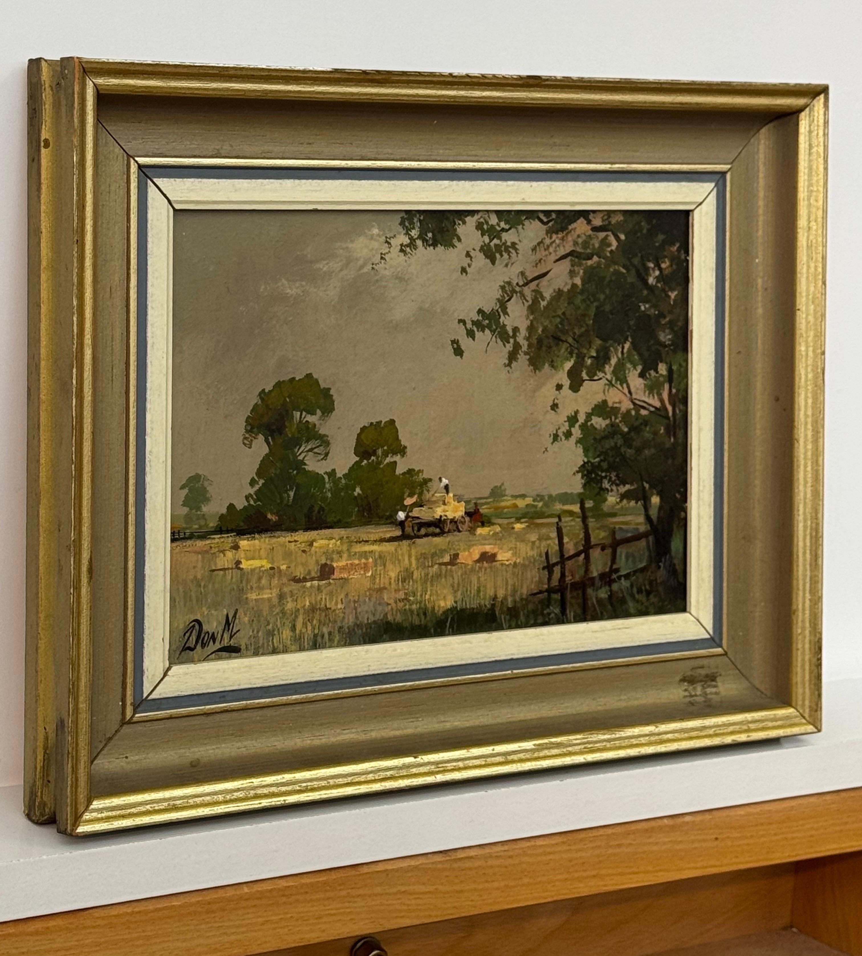 Il tempo del raccolto in una fattoria sulla costa orientale dell'Inghilterra di un artista britannico del XX secolo - Painting di Don Micklethwaite
