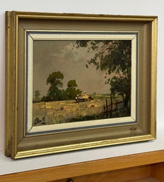 Récolte dans une ferme de la côte est de l'Angleterre par un artiste britannique du 20e siècle