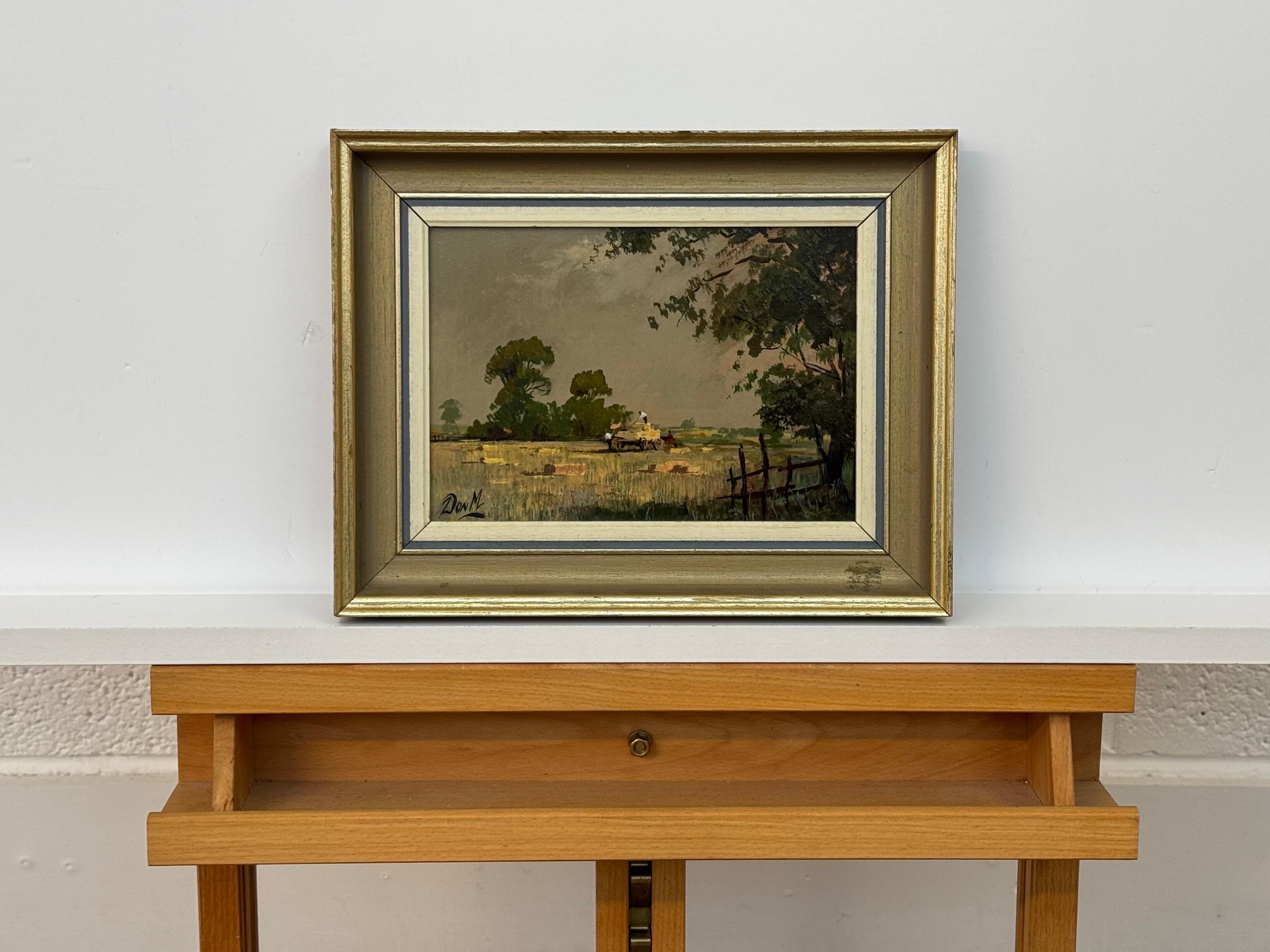Il tempo del raccolto in una fattoria sulla costa orientale dell'Inghilterra di un artista britannico del XX secolo - Painting Scuola inglese di Don Micklethwaite