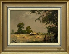 Harvest Time in a farm on East Coast of England by 20th Century British Artist