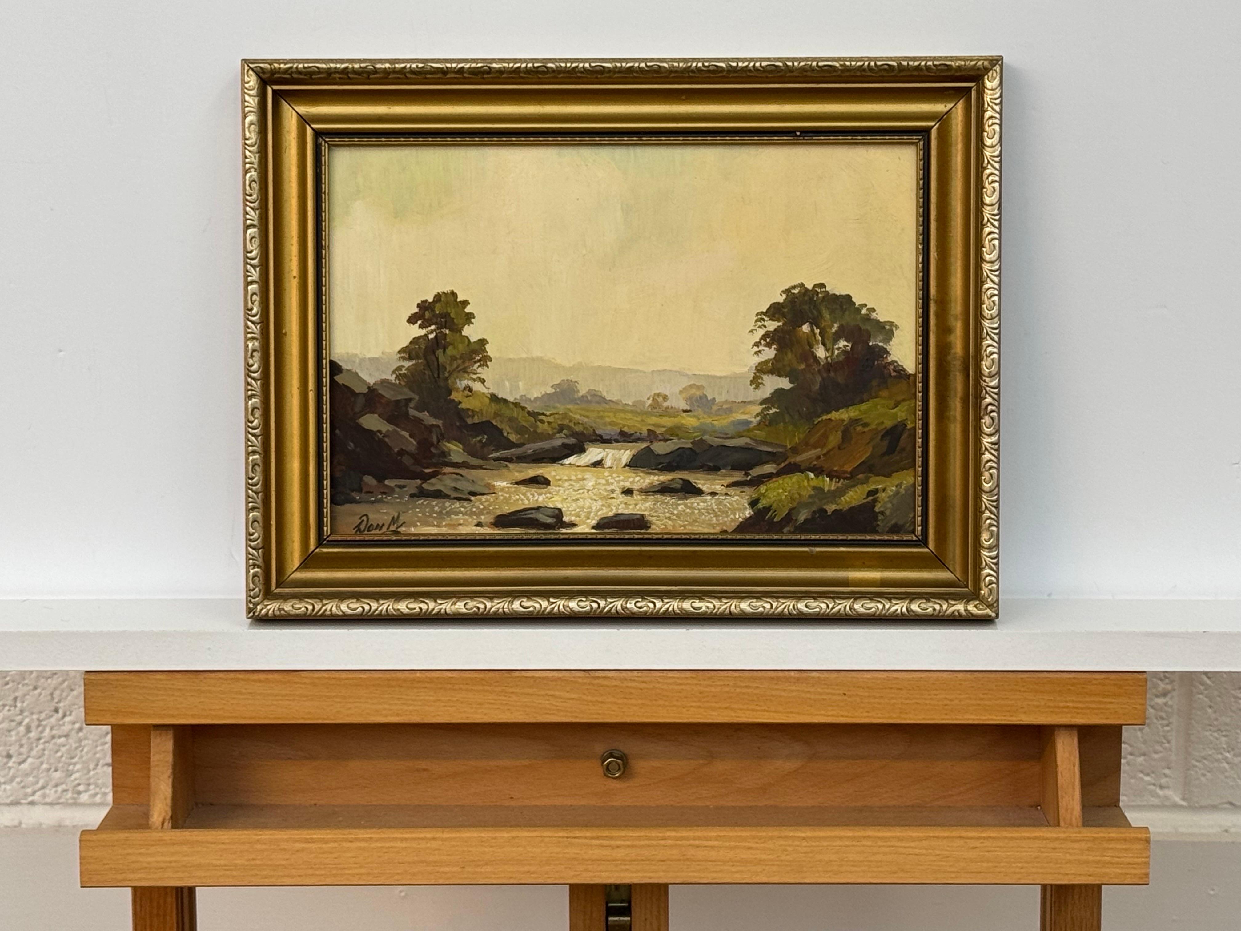 Óleo Vintage Paisaje fluvial en la campiña inglesa - Arte británico del siglo XX en venta 6