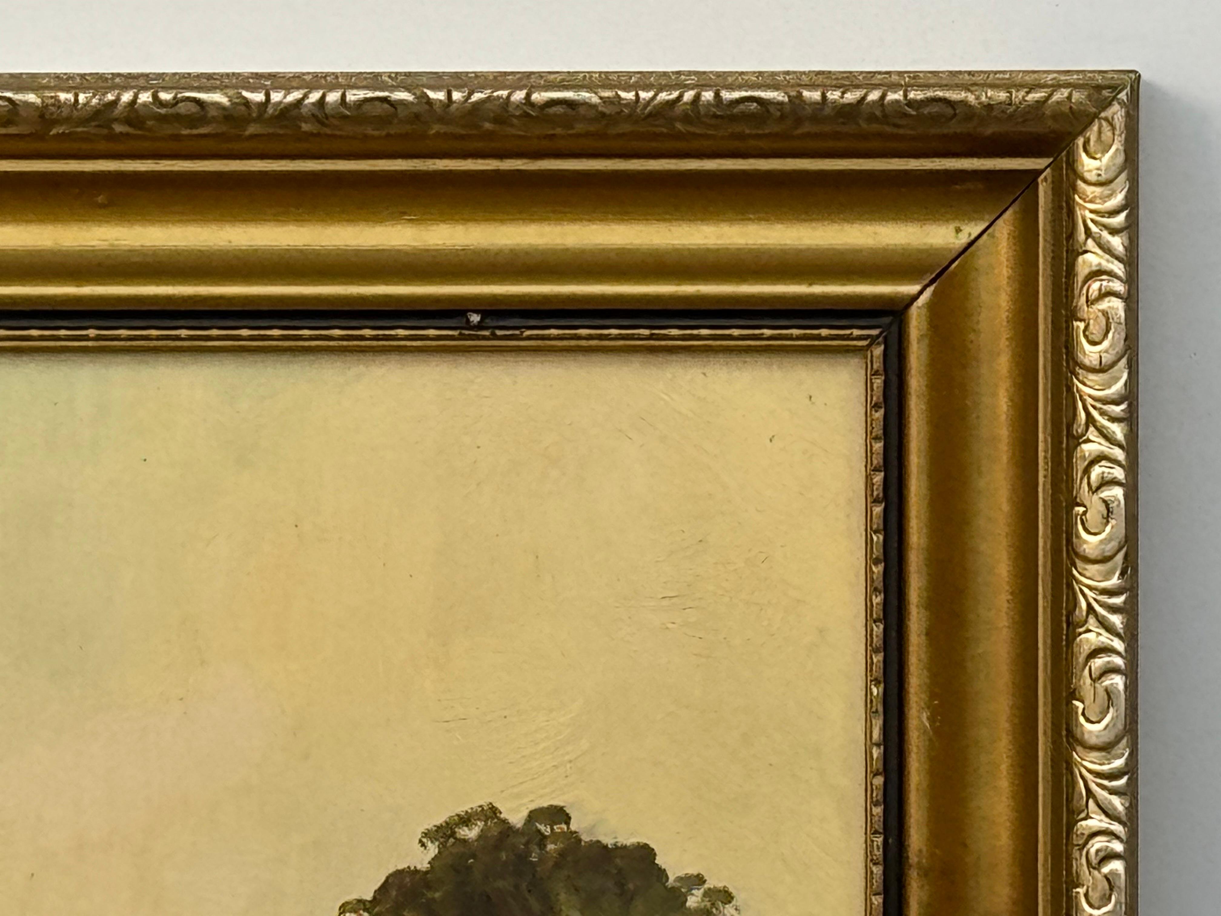 Óleo Vintage Paisaje fluvial en la campiña inglesa - Arte británico del siglo XX en venta 7