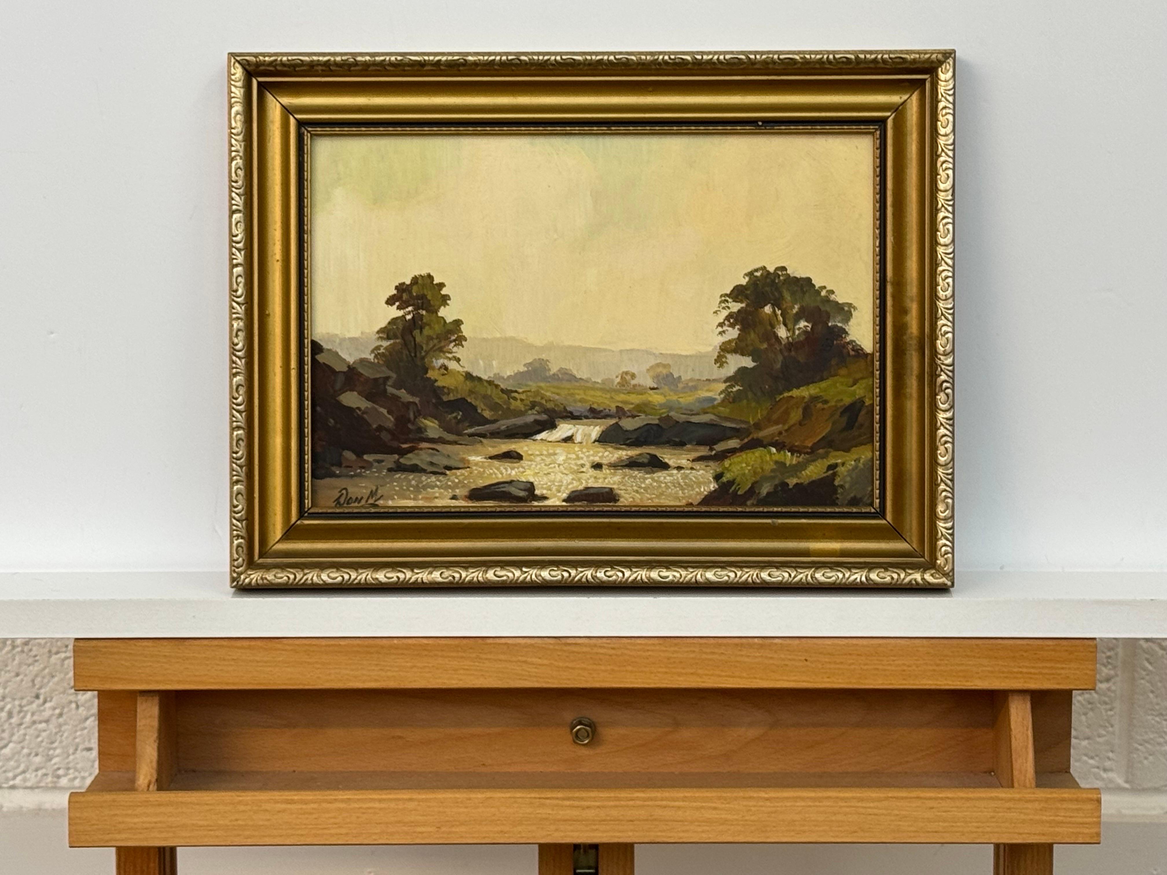 Óleo Vintage Paisaje fluvial en la campiña inglesa - Arte británico del siglo XX - Painting Escuela inglesa de Don Micklethwaite