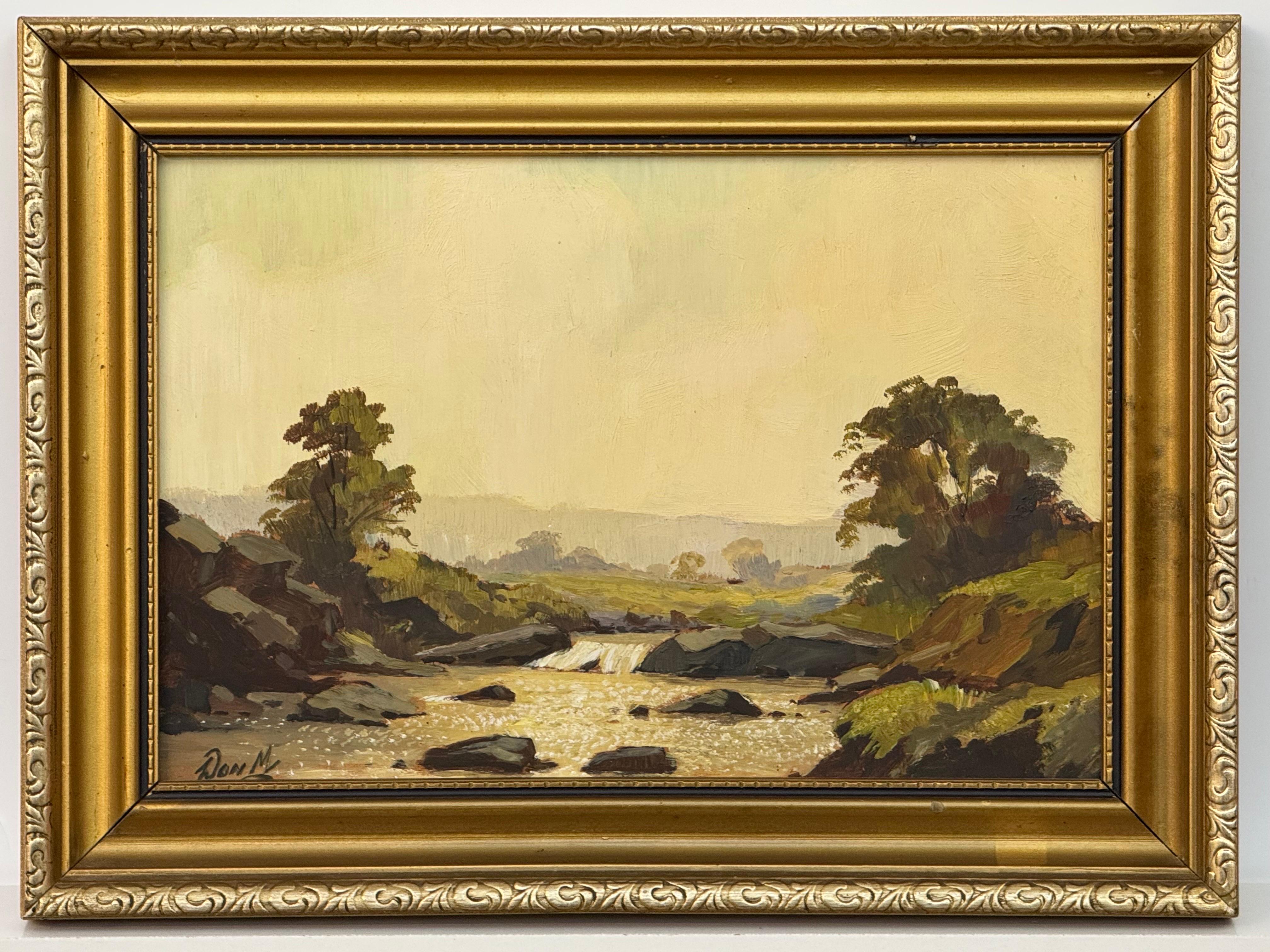 Óleo Vintage Paisaje fluvial en la campiña inglesa - Arte británico del siglo XX en venta 1