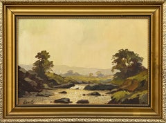 Vintage River Landscape Oil in English Countryside - 20th Century British Art