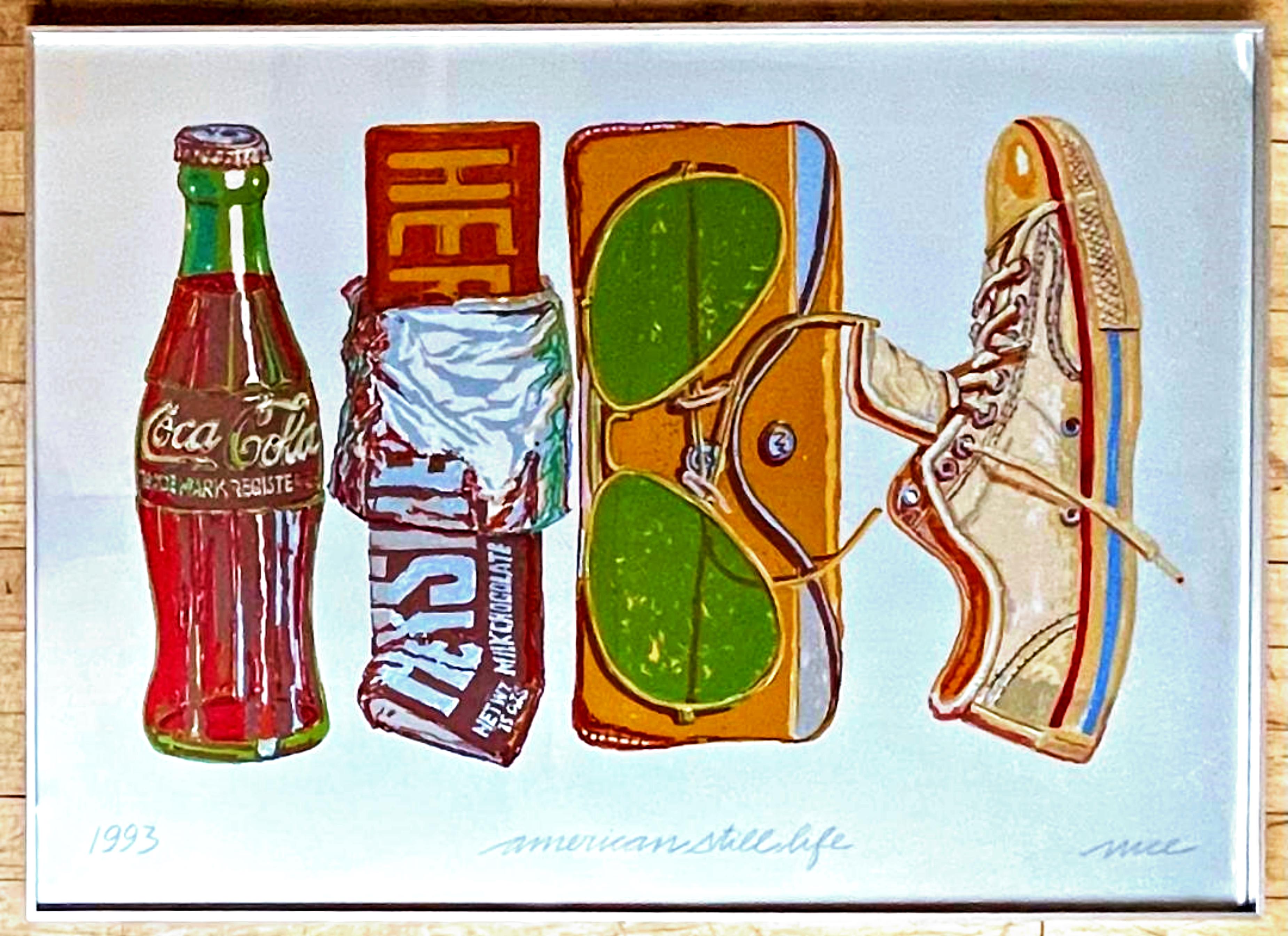 American Still Life (Hershey's Chocolate, Coca Cola (COKE), Glasses, Sneakers) - Mixed Media Art by Don Nice