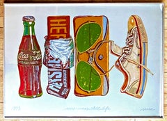Vintage American Still Life (Hershey's Chocolate, Coca Cola (COKE), Glasses, Sneakers)