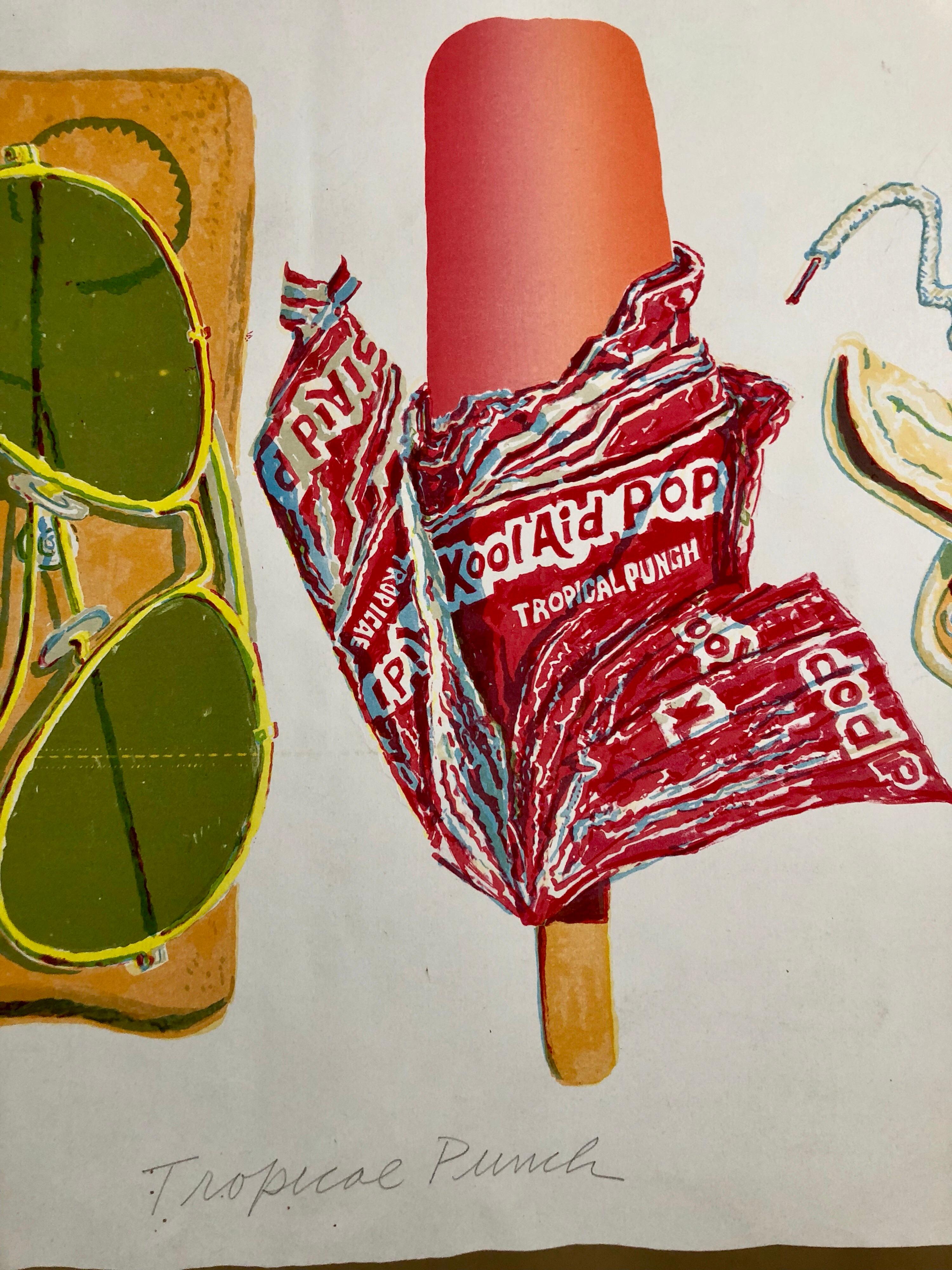 Tropical Punch Large Pop Art American Photorealist Lithograph - Beige Figurative Print by Don Nice