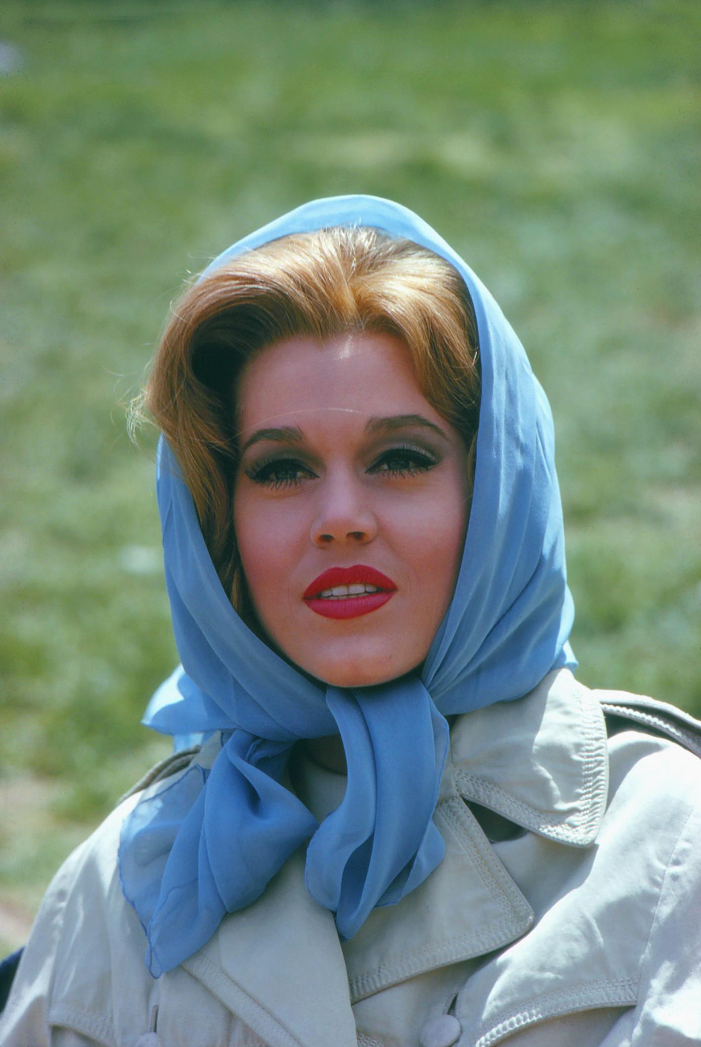 Don Ornitz Portrait Photograph - Jane Fonda in Headscarf Fine Art Print