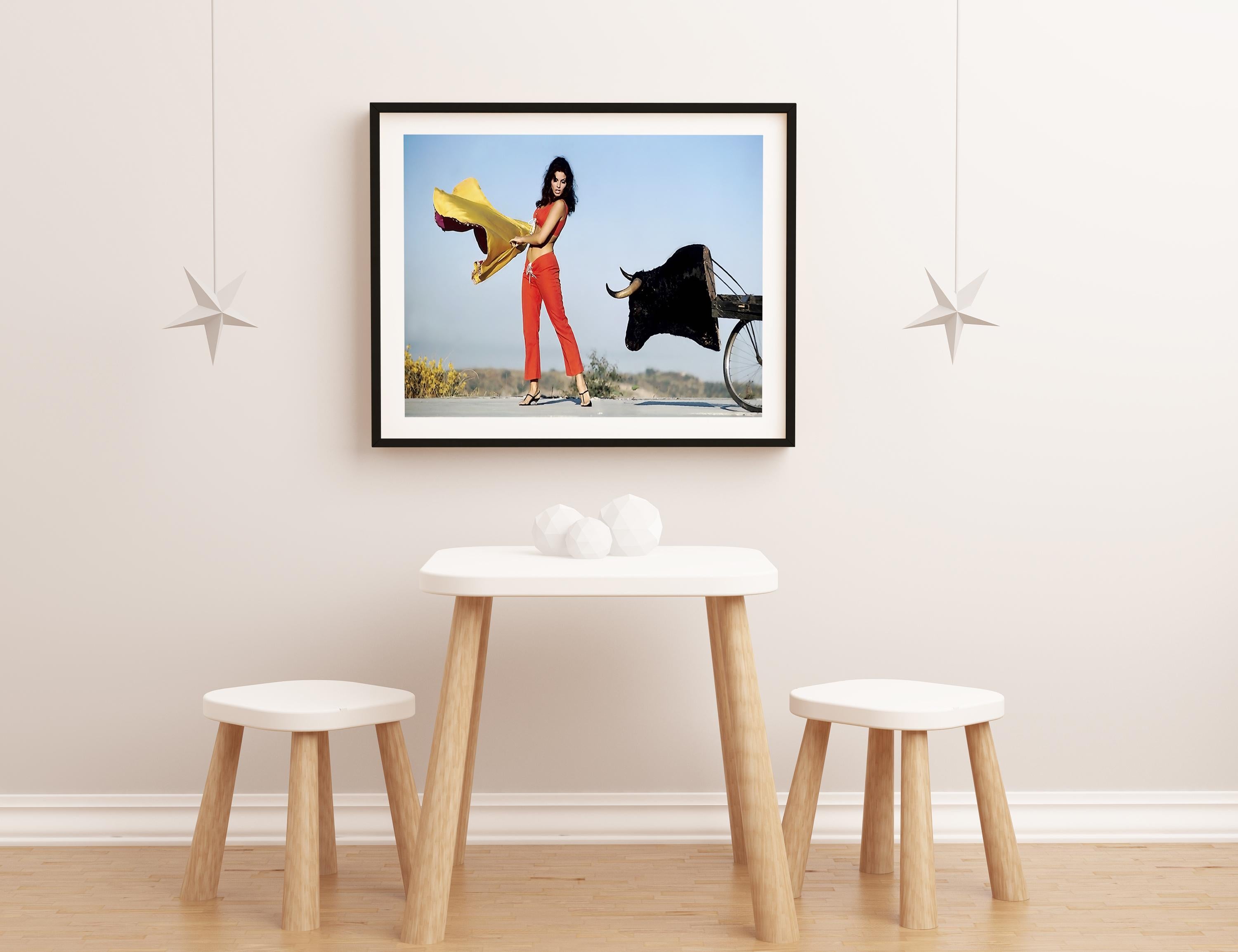 Raquel Welch and the Bull Globe Photos Fine Art Print For Sale 1
