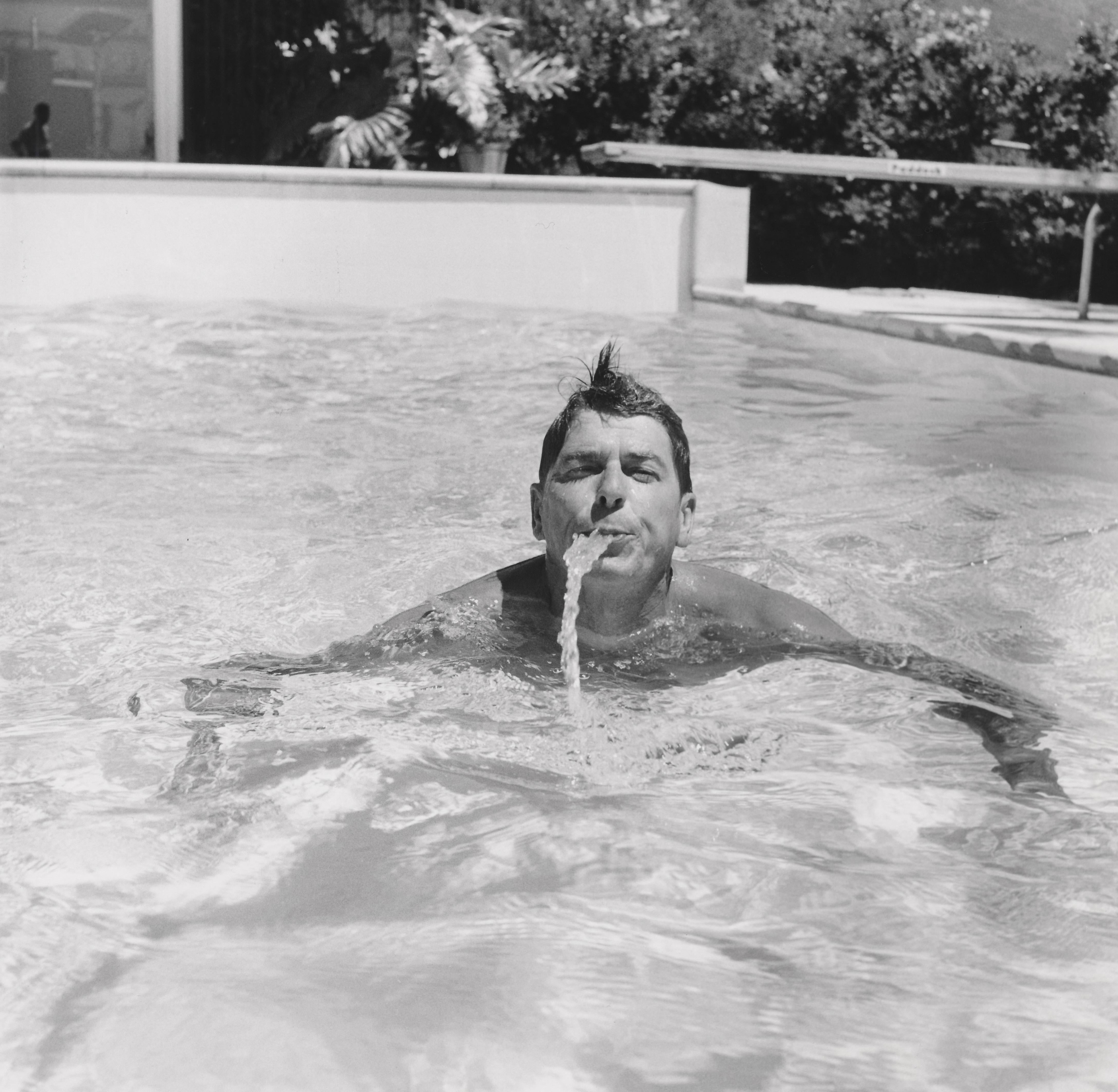 Don Ornitz Black and White Photograph - Ronald Reagan Swimming Fine Art Print