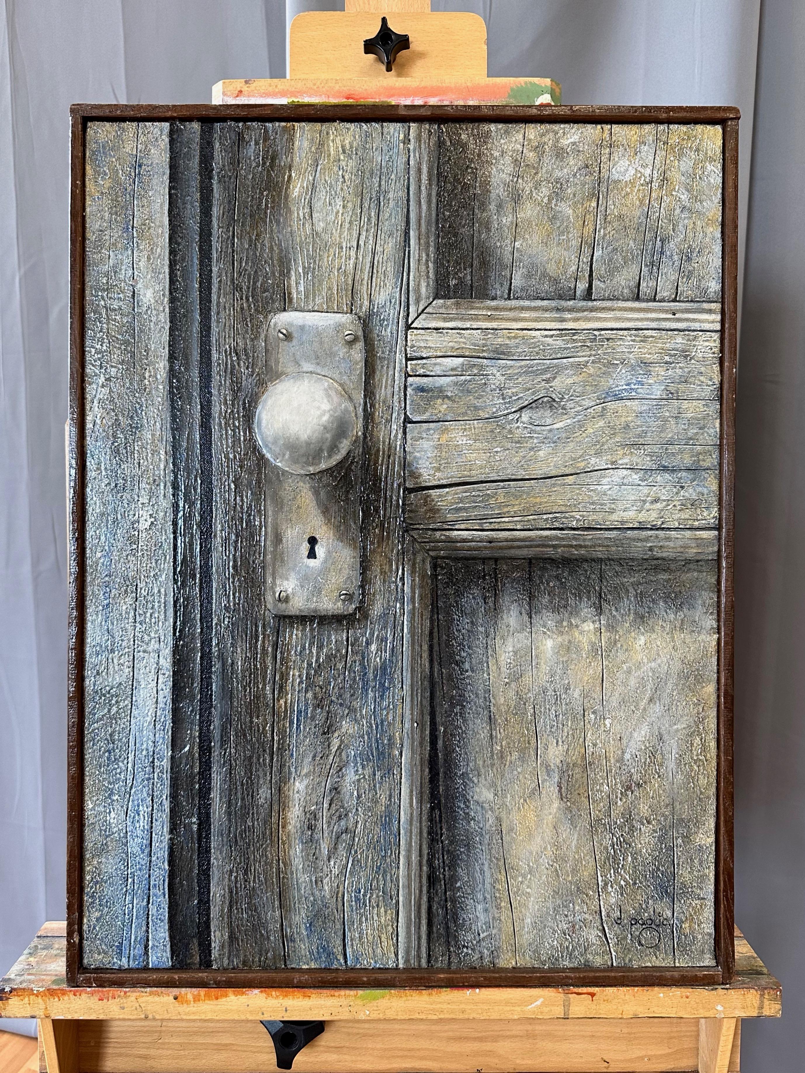 Don Paglia, Composition en trois tons, peinture réaliste en trompe-l'Oeil, 1980 en vente 4