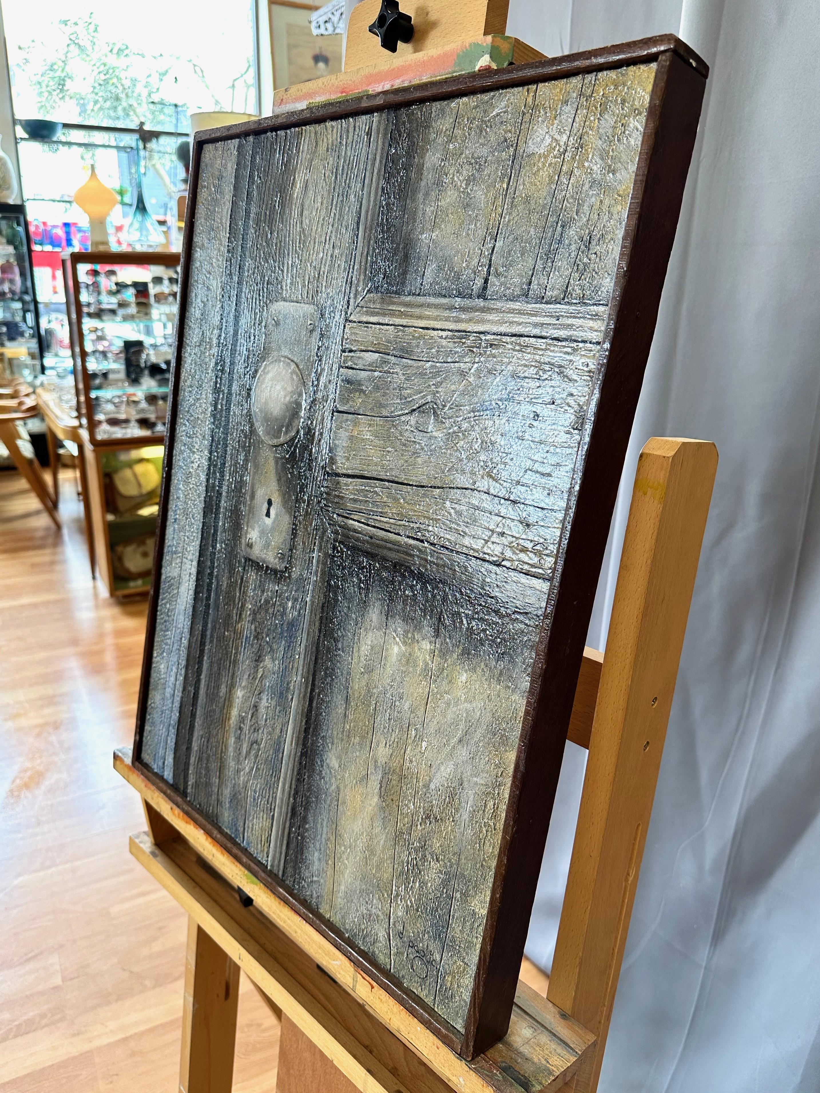 Don Paglia, Composition en trois tons, peinture réaliste en trompe-l'Oeil, 1980 en vente 5