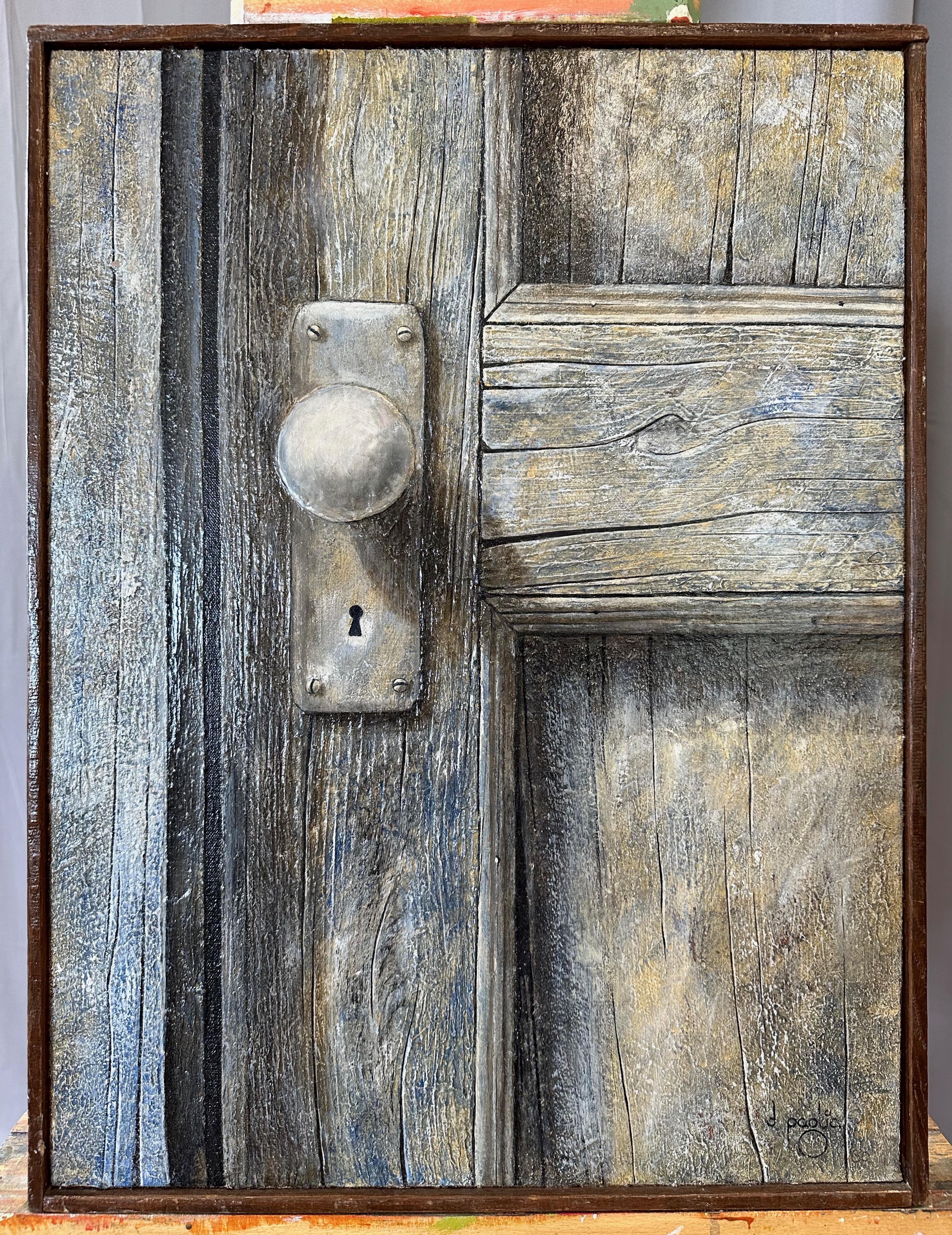 Peinture réaliste contemporaine en trompe-l'oeil, réalisée en 1980 à l'aide de glacis à l'huile sur polymère acrylique, intitulée 