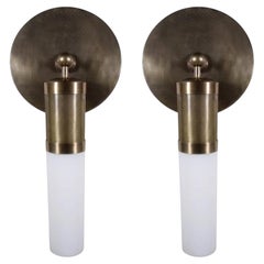 DON pair (2) of 60cm (23.5") wall sconce in brass and opaline glass