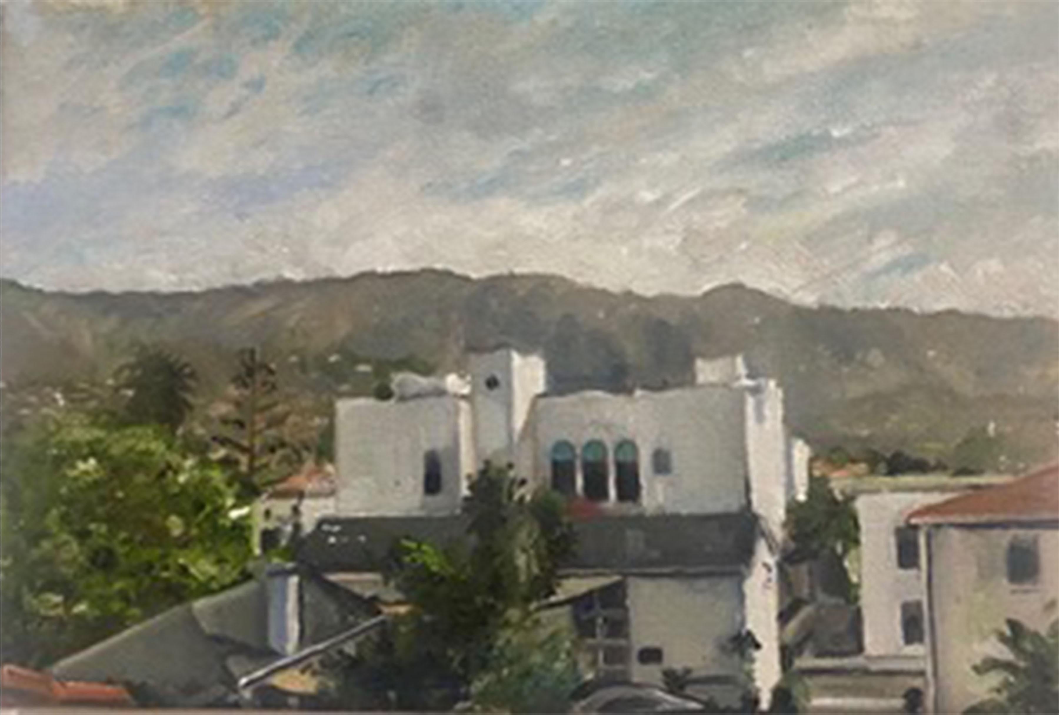 Don Perlis Landscape Painting - Santa Barbara Rooftops