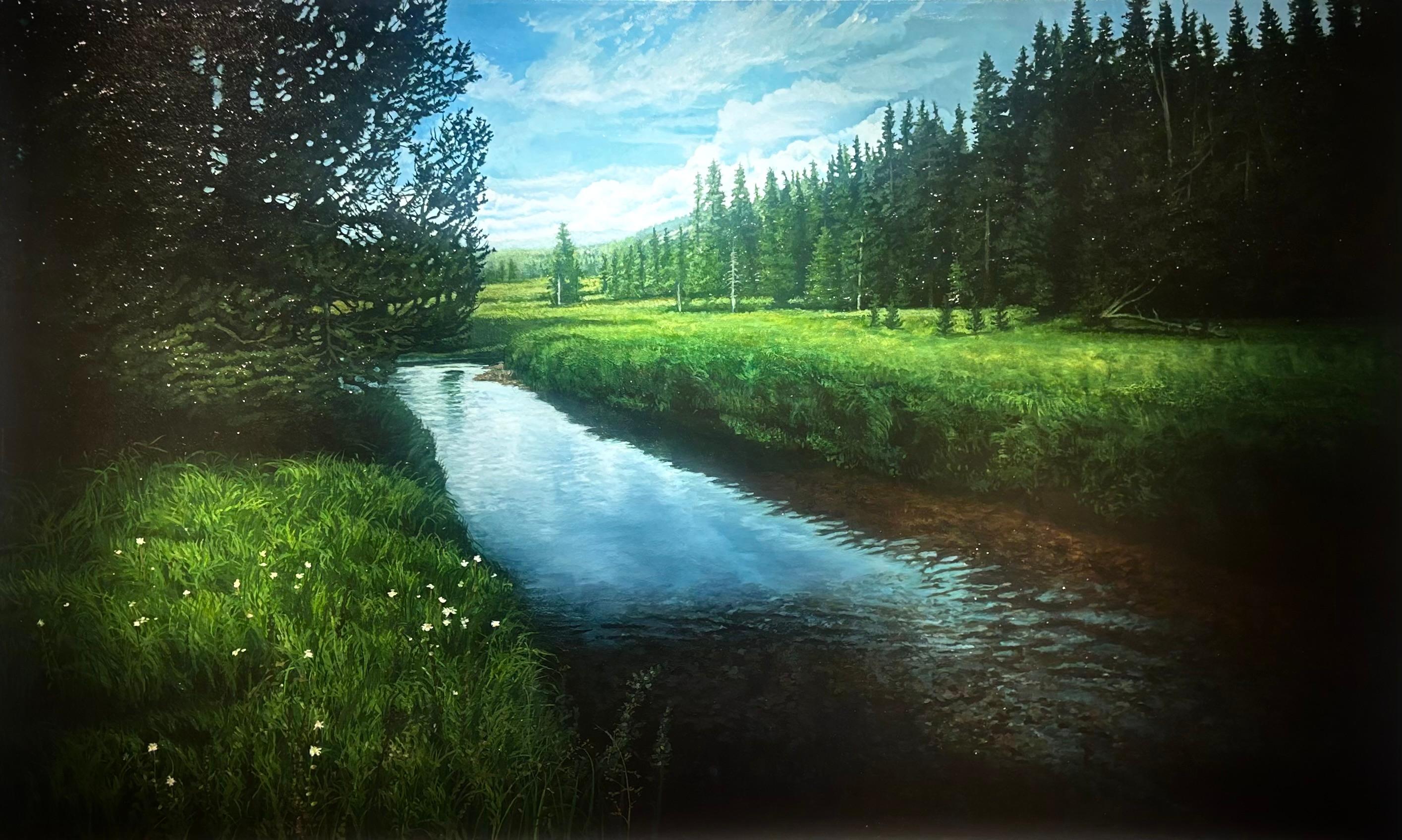 Landscape Painting di Don Pollack - Cloud Peak Wilderness, olio originale, incorniciato