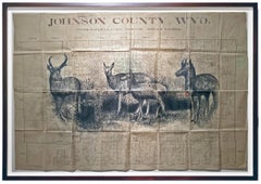 High Plaines Homestead - Pronghorn Deer in Graphite on Antique Map Drawings