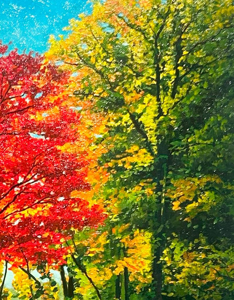 Miami Woods, Cook County Forest Preserve, Illinois, huile originale, encadrée en vente 1