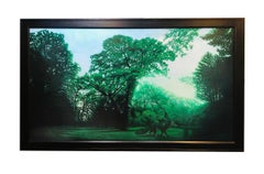 Petit Renard - Paisaje Forestal con Coyote Viajero, Óleo Original, Enmarcado