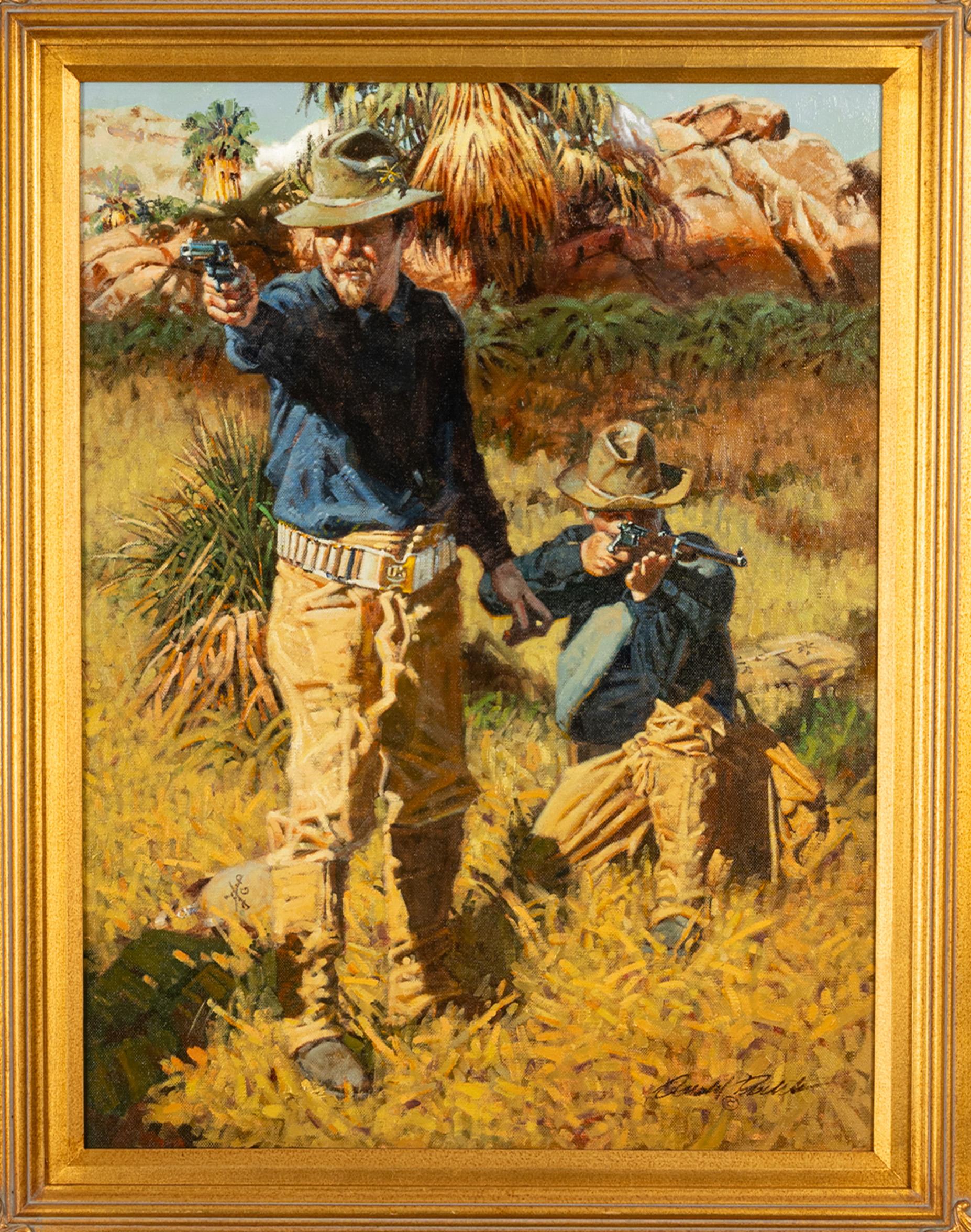 Western Cowboy Oil on Canvas Spanish American War 