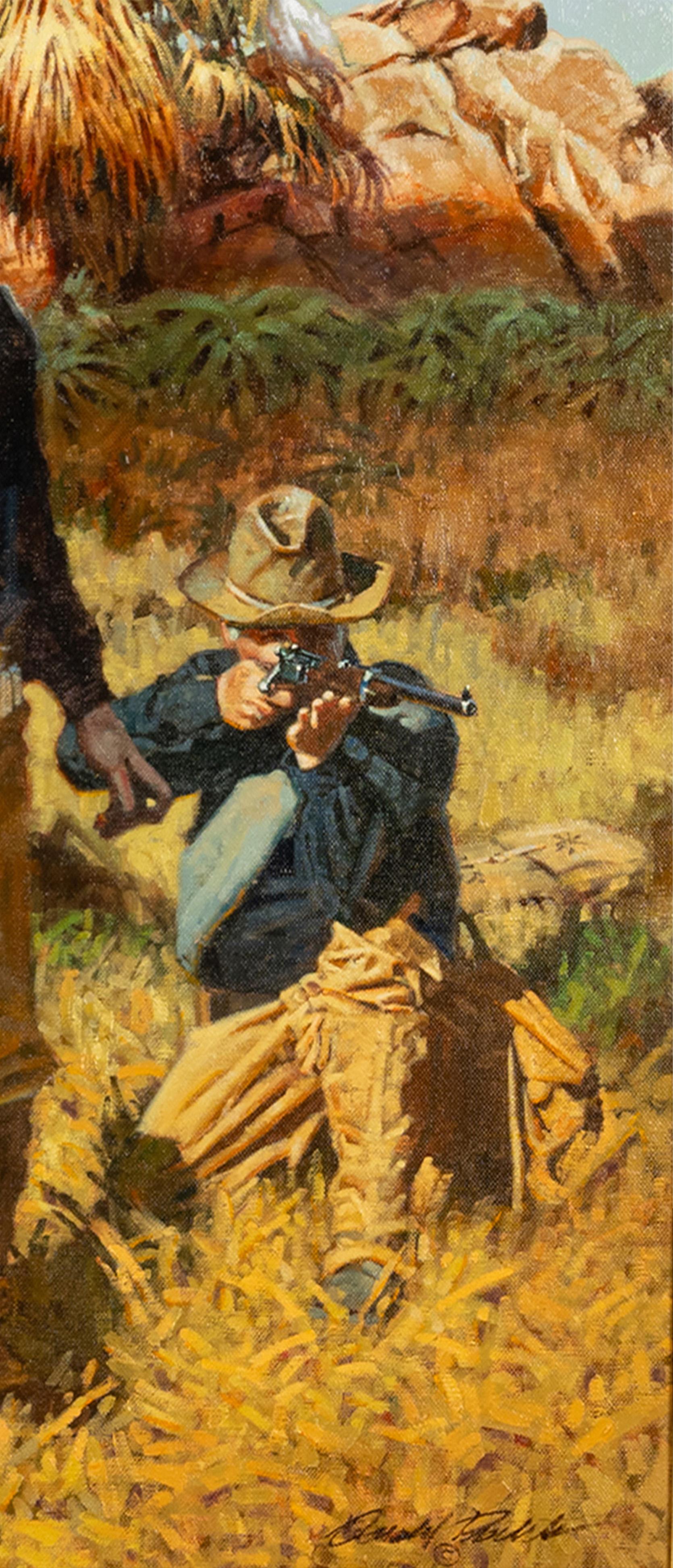 Western Cowboy Oil on Canvas Spanish American War 