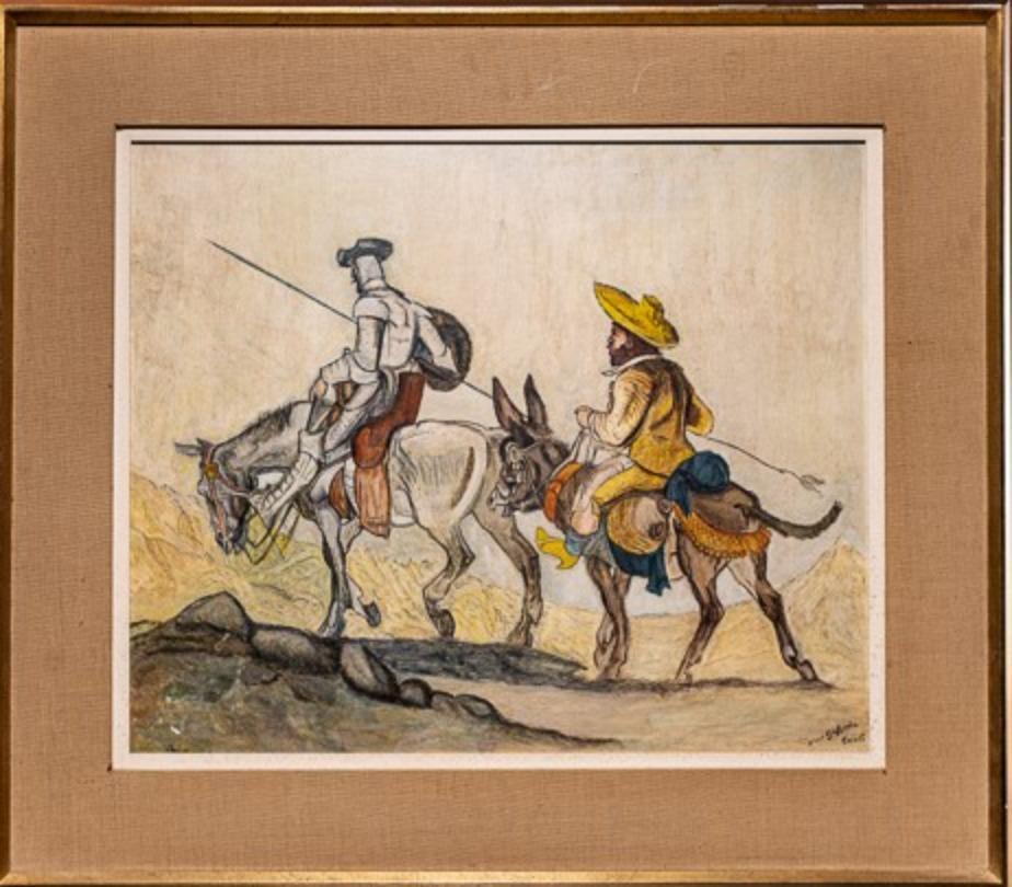 Don Quichotte und Pancho, Öl auf Leinwand, 20. Jahrhundert, signiert Pauli (Belgisch) im Angebot