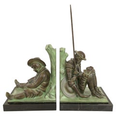 Don Quichotte and Sancho Panza Art Deco Bookends by Janle for Max Le Verrier