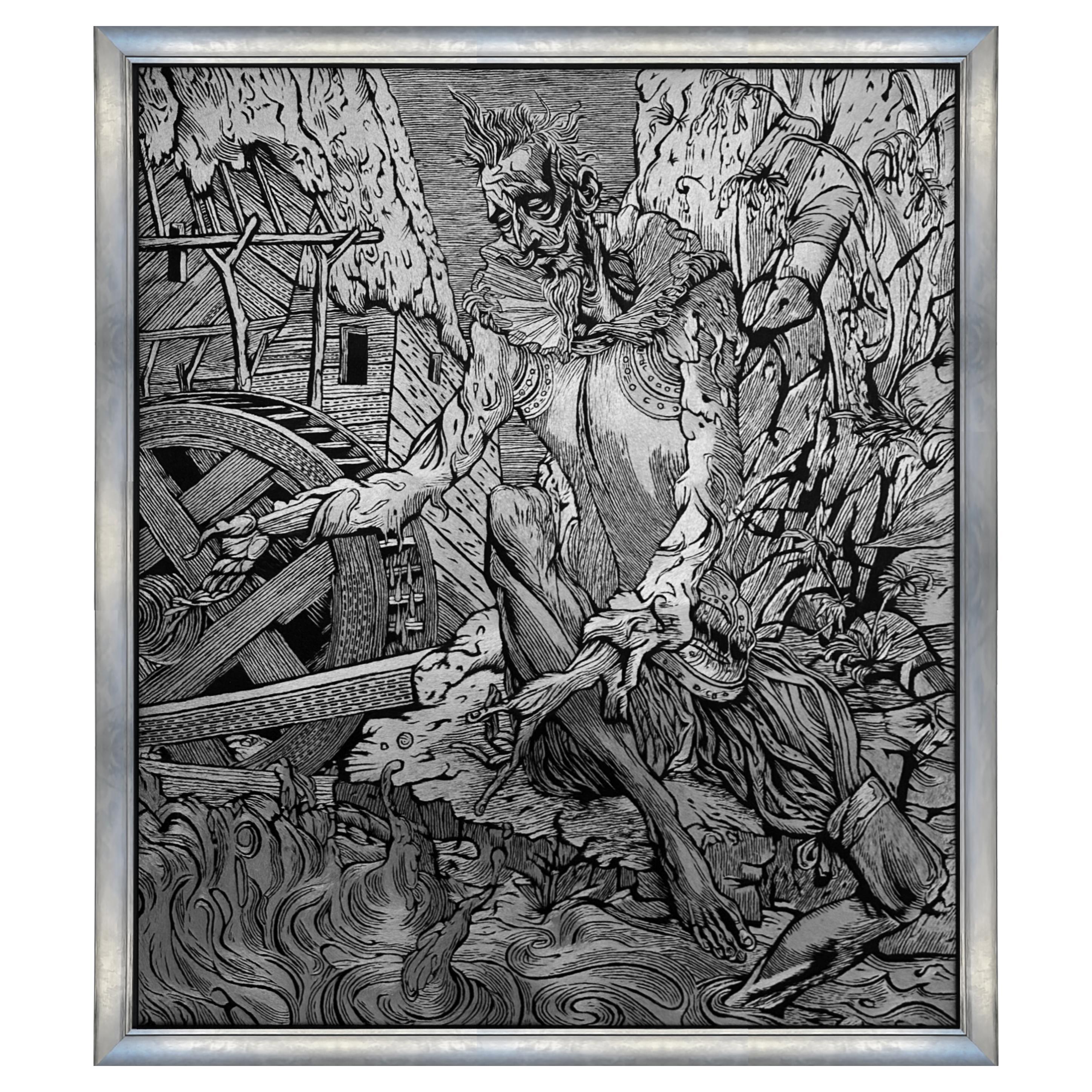 "Don Quixote" Hand Made Silk Embroidered Tapestry Wall Decor For Sale