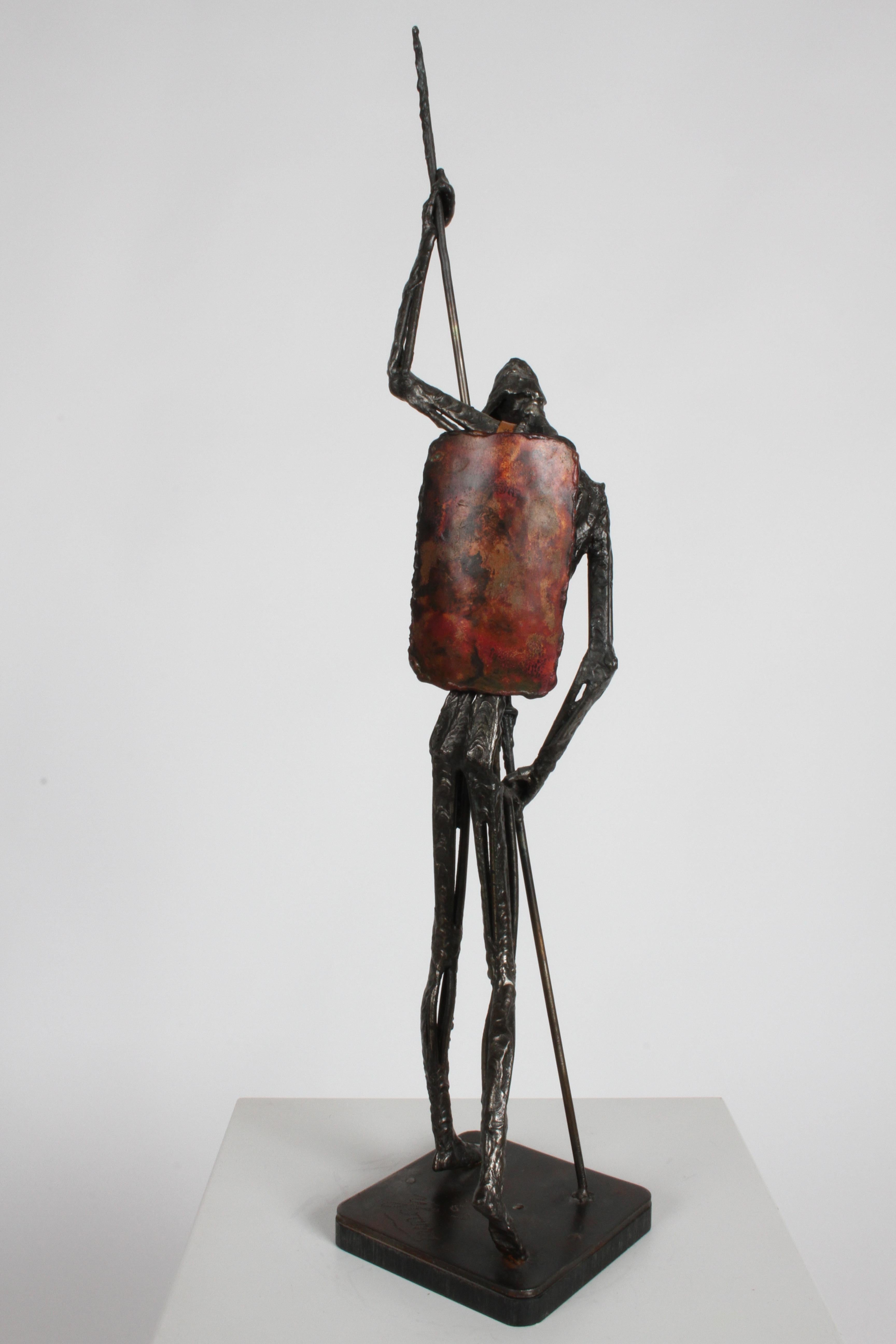 Don Quixote Mid-Century Brutalist Sculpture Signed by Artist Simon Ybarra, 1969 1