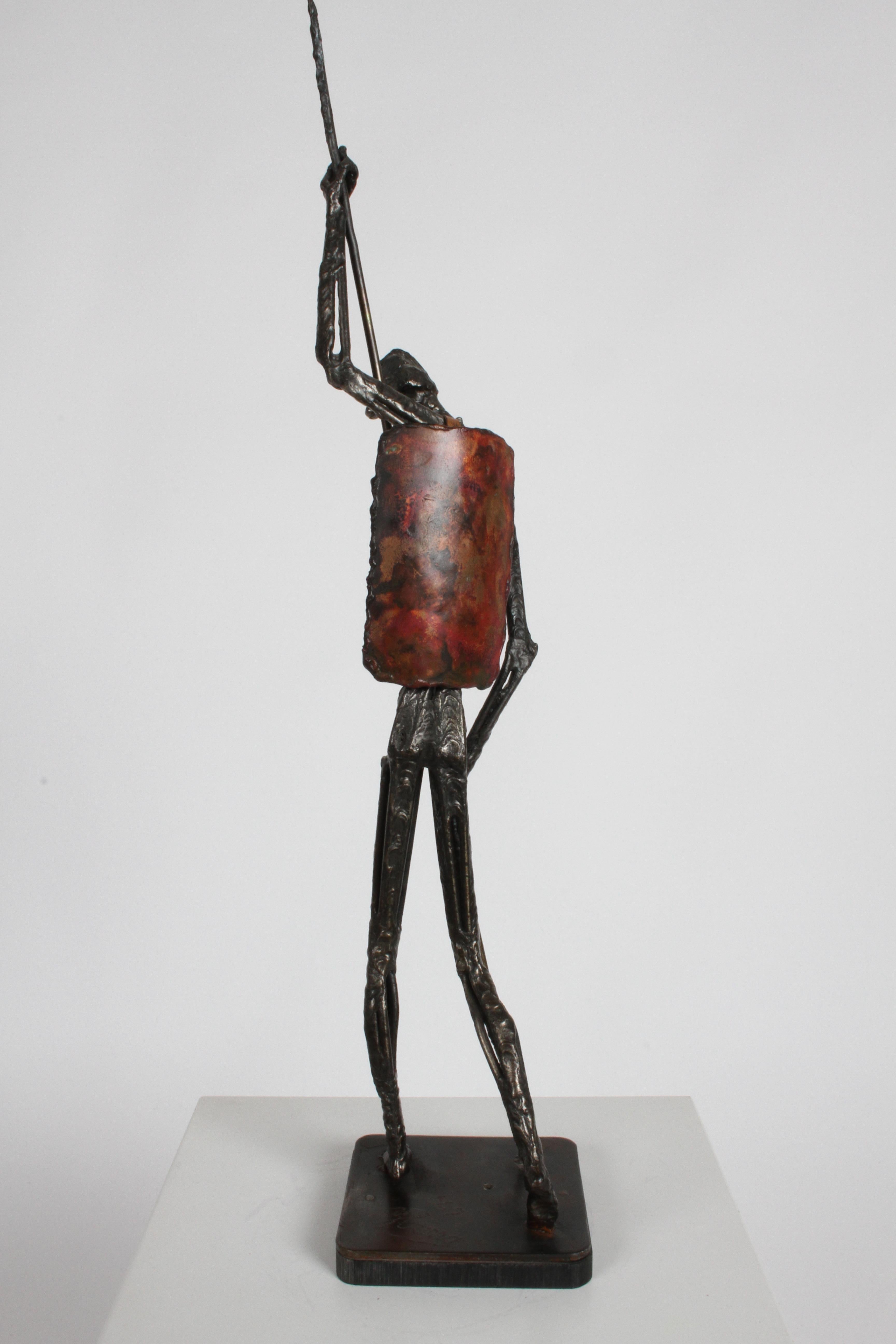 Don Quixote Mid-Century Brutalist Sculpture Signed by Artist Simon Ybarra, 1969 4