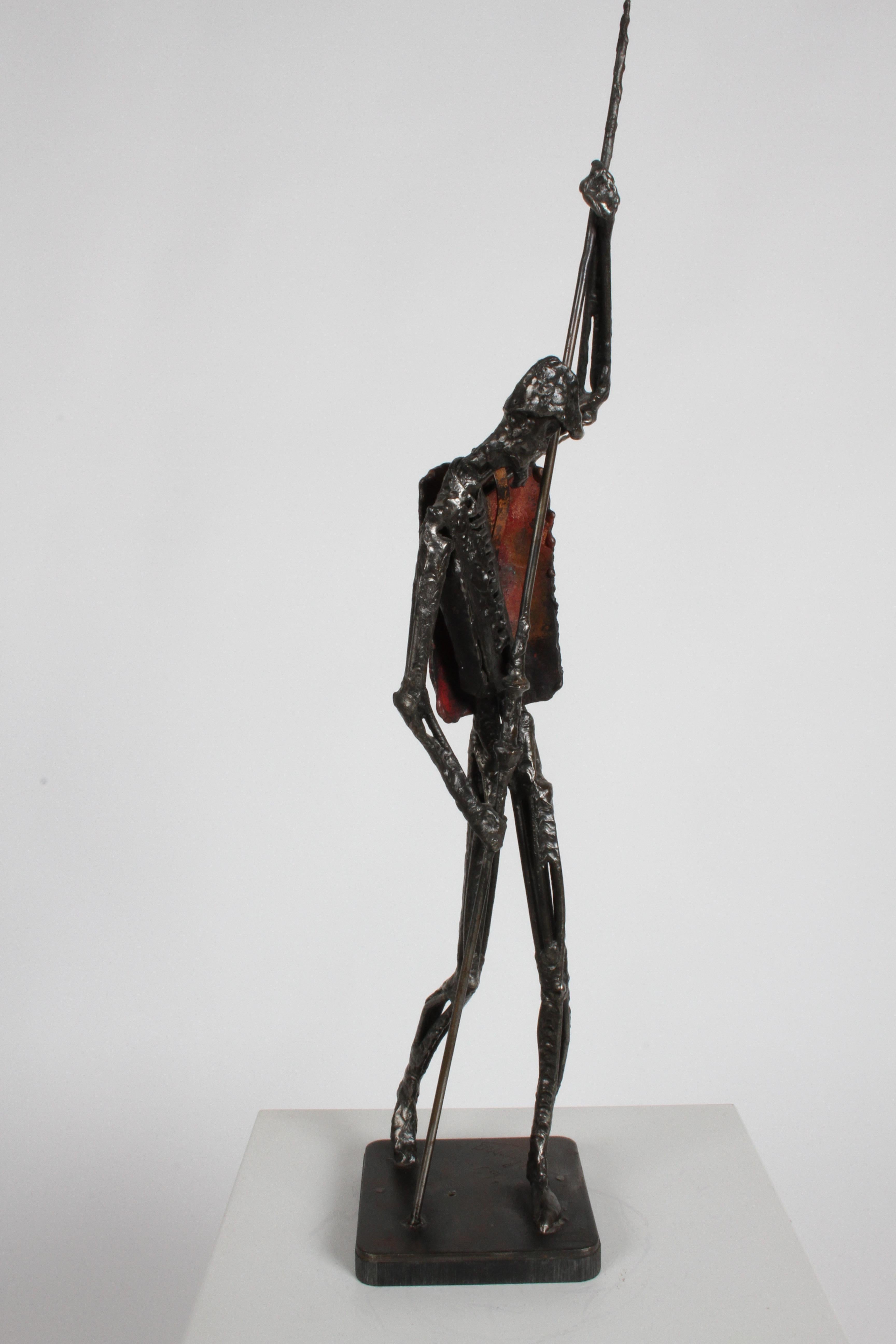 Mid-Century Modern Don Quixote Mid-Century Brutalist Sculpture Signed by Artist Simon Ybarra, 1969