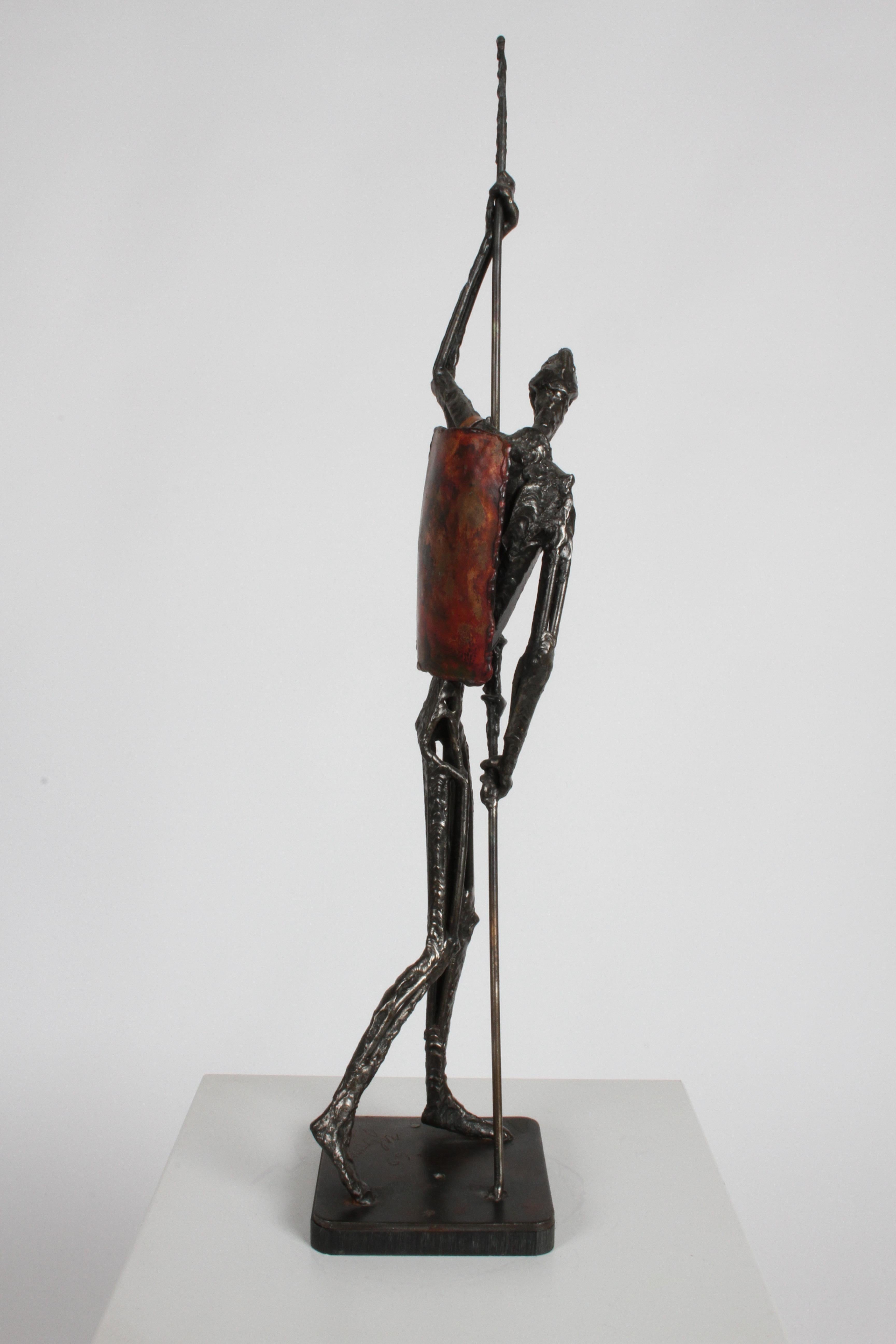 Don Quixote Mid-Century Brutalist Sculpture Signed by Artist Simon Ybarra, 1969 In Good Condition In St. Louis, MO